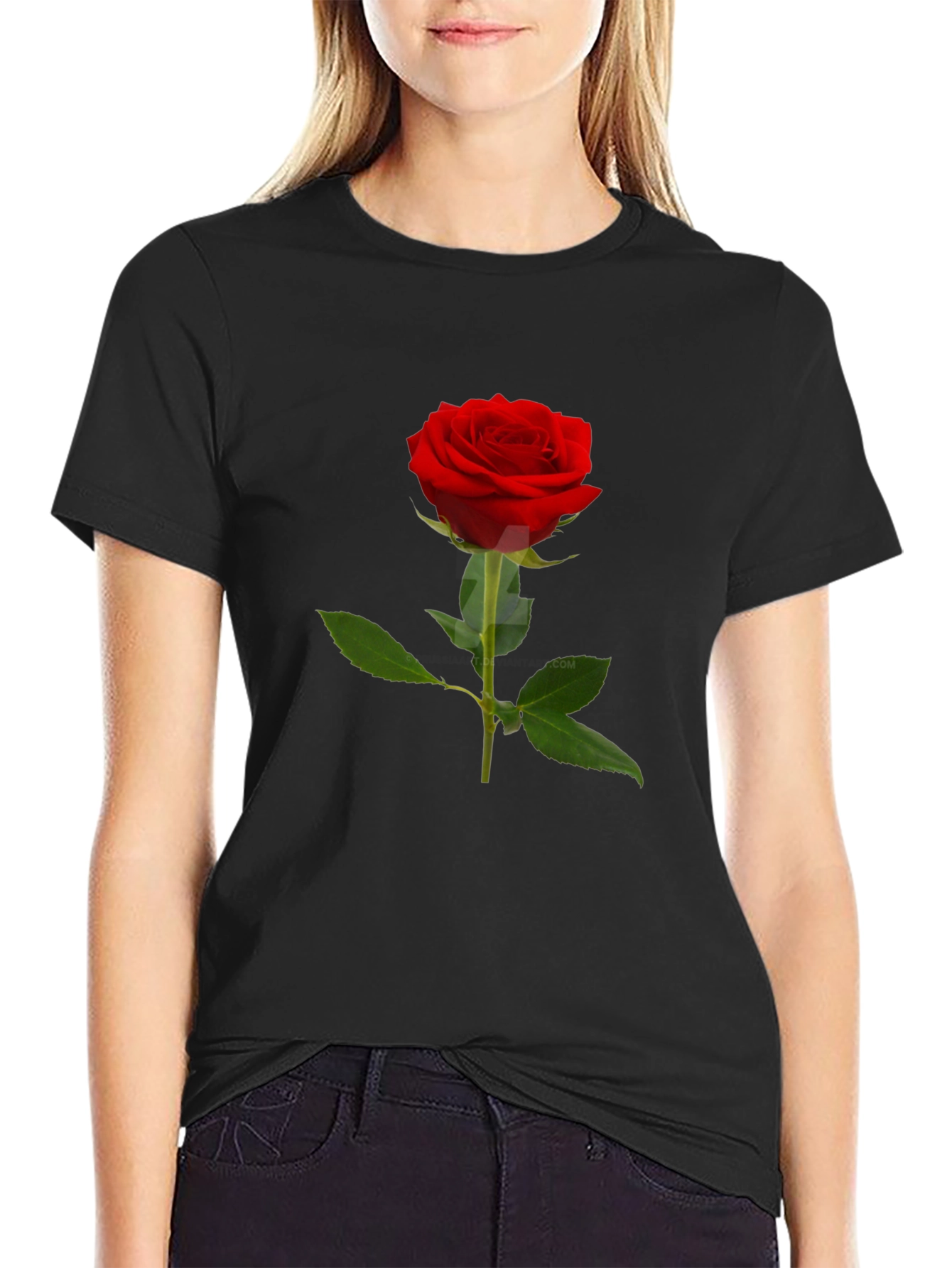 Classic Red Rose T-Shirt - Elegant Floral Design
