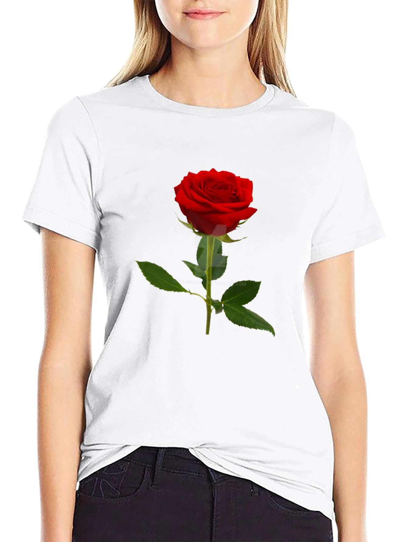 Classic Red Rose T-Shirt - Elegant Floral Design