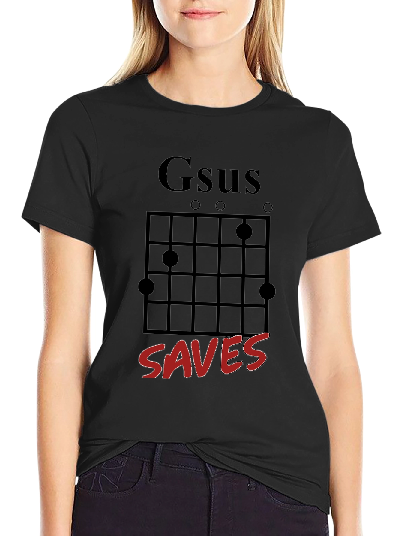 Gesus Saves Graphic T-Shirt - Black Crew Neck Tee