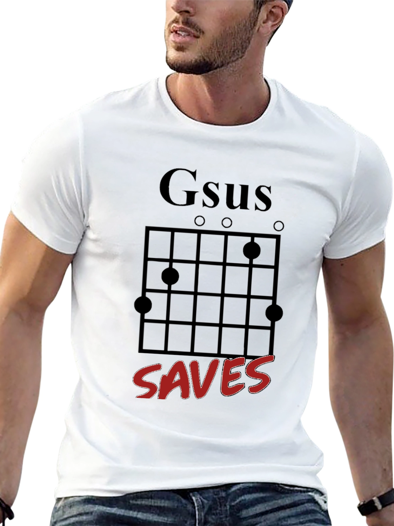 Gesus Saves Graphic T-Shirt - Black Crew Neck Tee