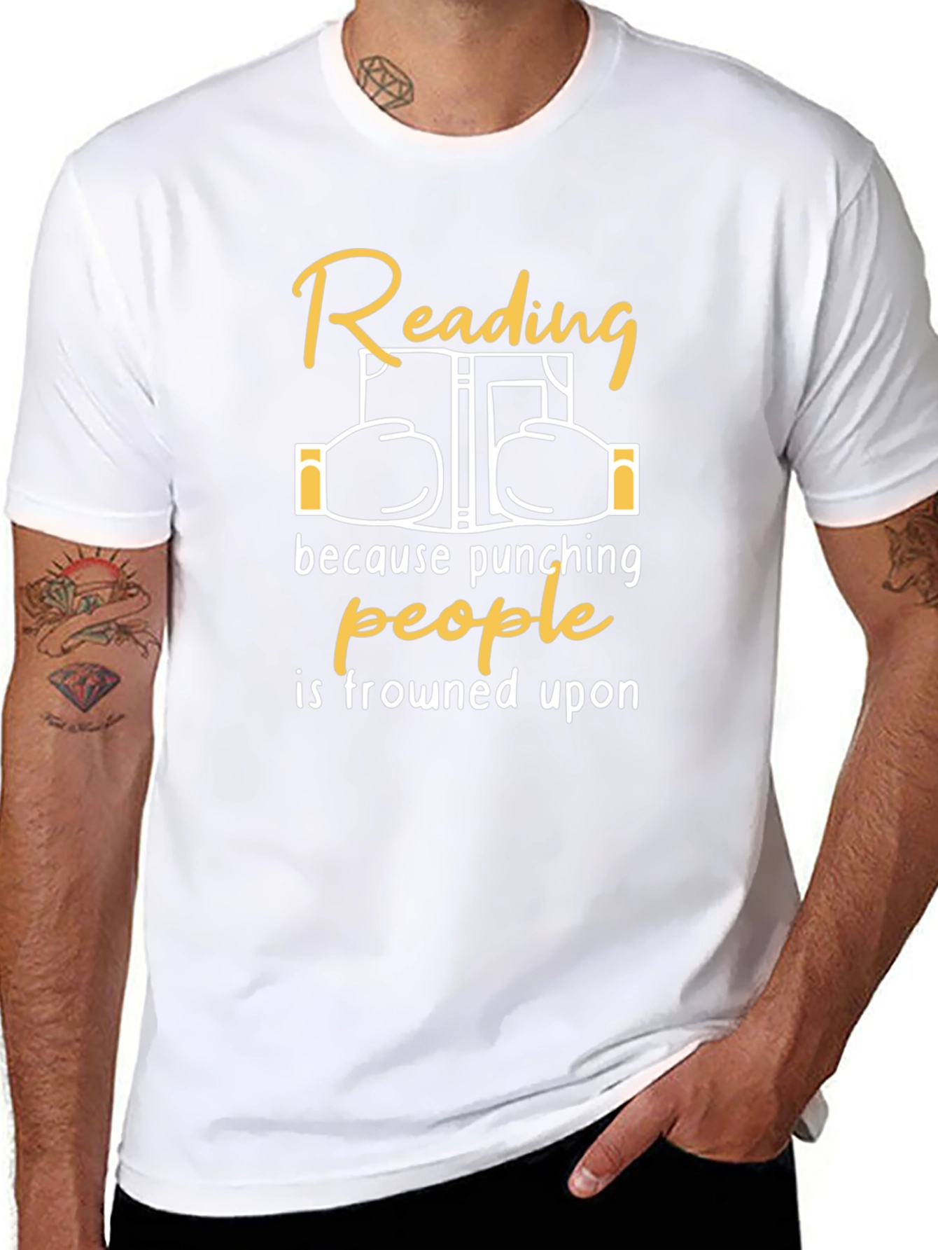 Reading Over Punching T-Shirt - Funny Book Lover Tee