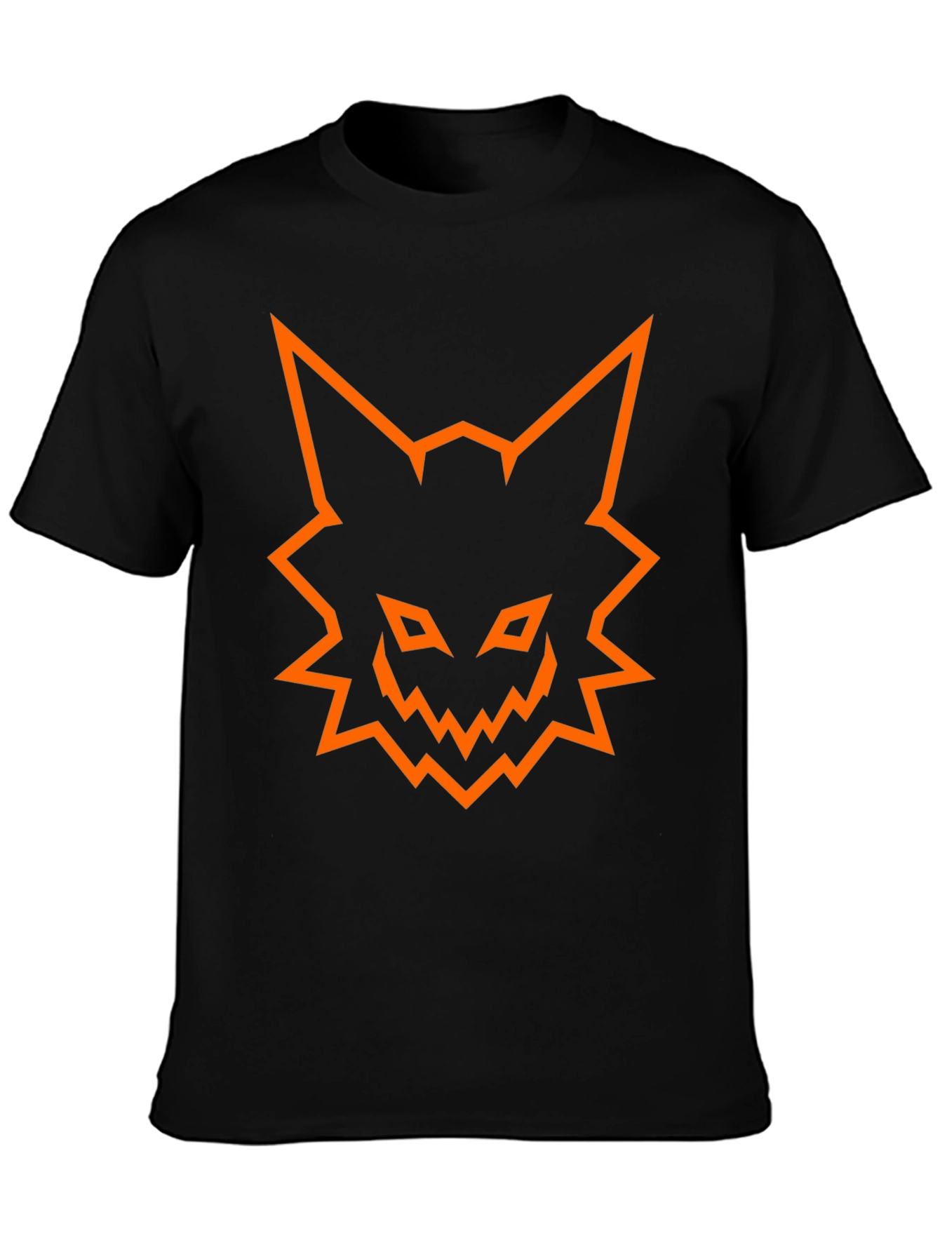 Mens Black T-Shirt with Orange Fox Graphic