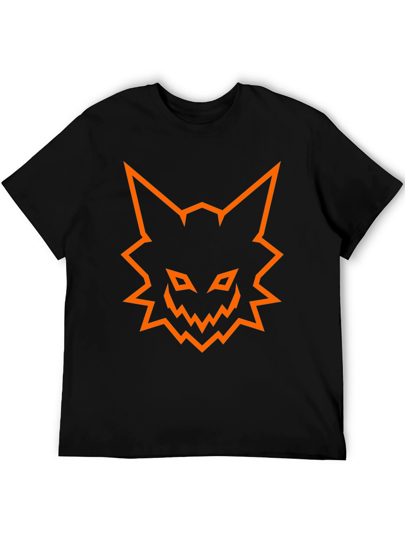 Mens Black T-Shirt with Orange Fox Graphic