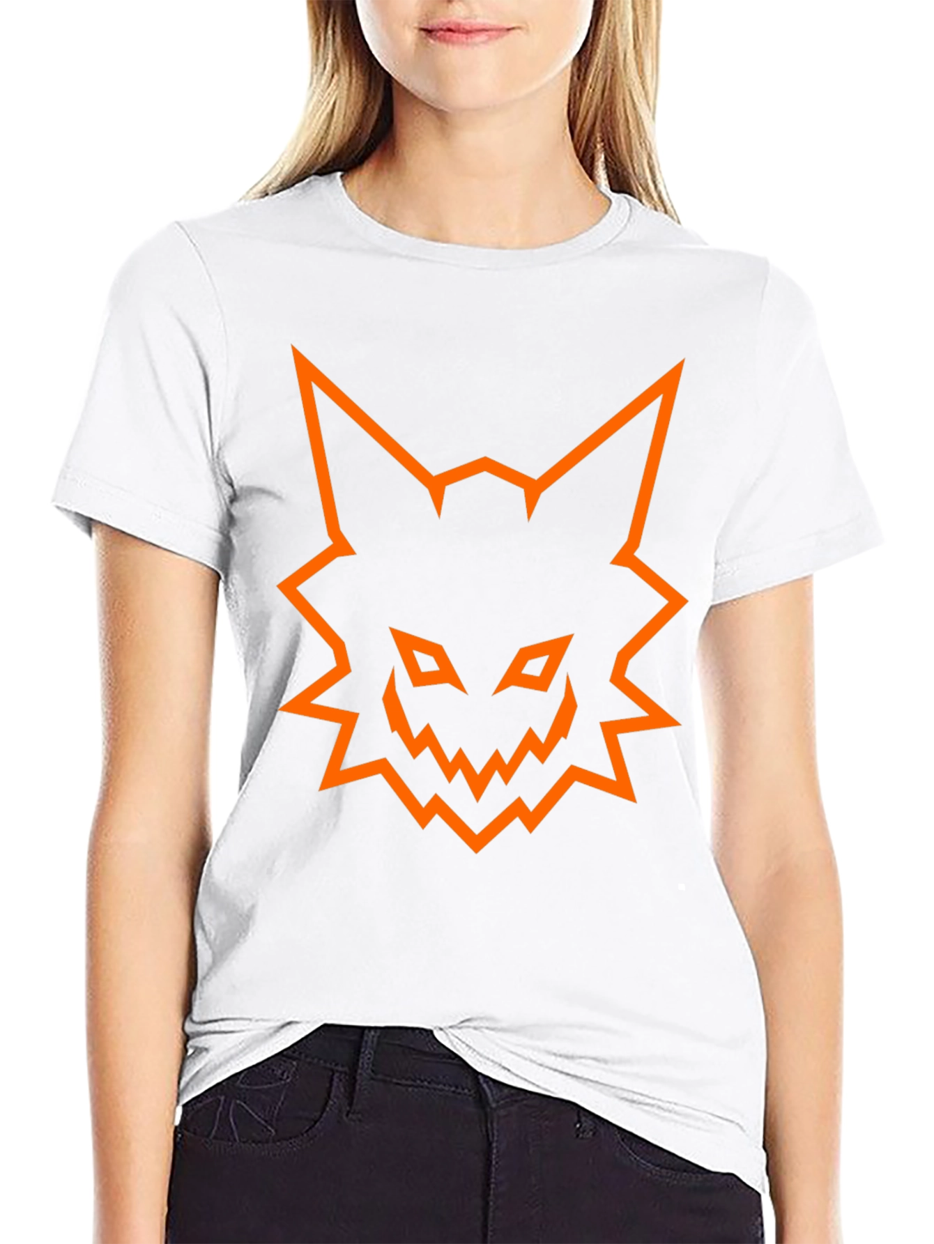 Mens Black T-Shirt with Orange Fox Graphic