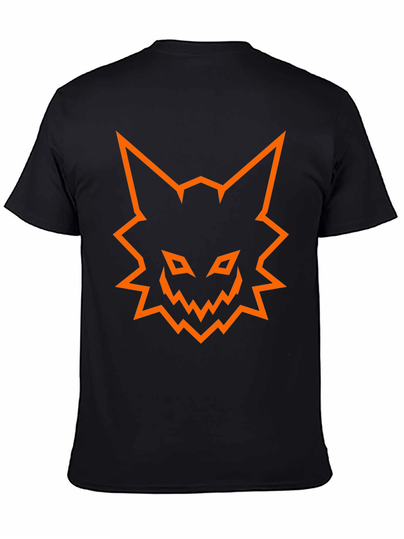 Mens Black T-Shirt with Orange Fox Graphic