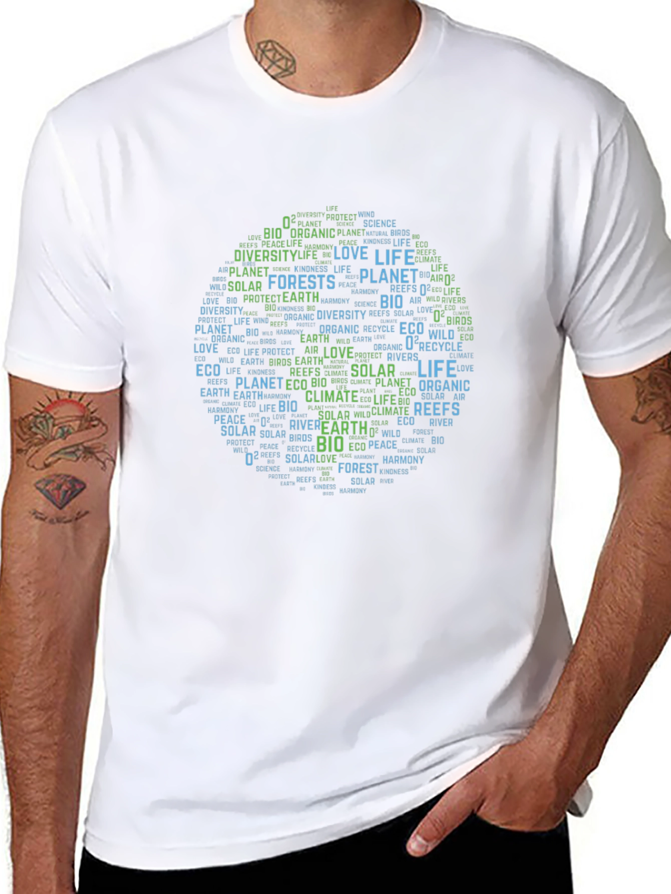 Eco-Friendly Earth Word Art Graphic T-Shirt