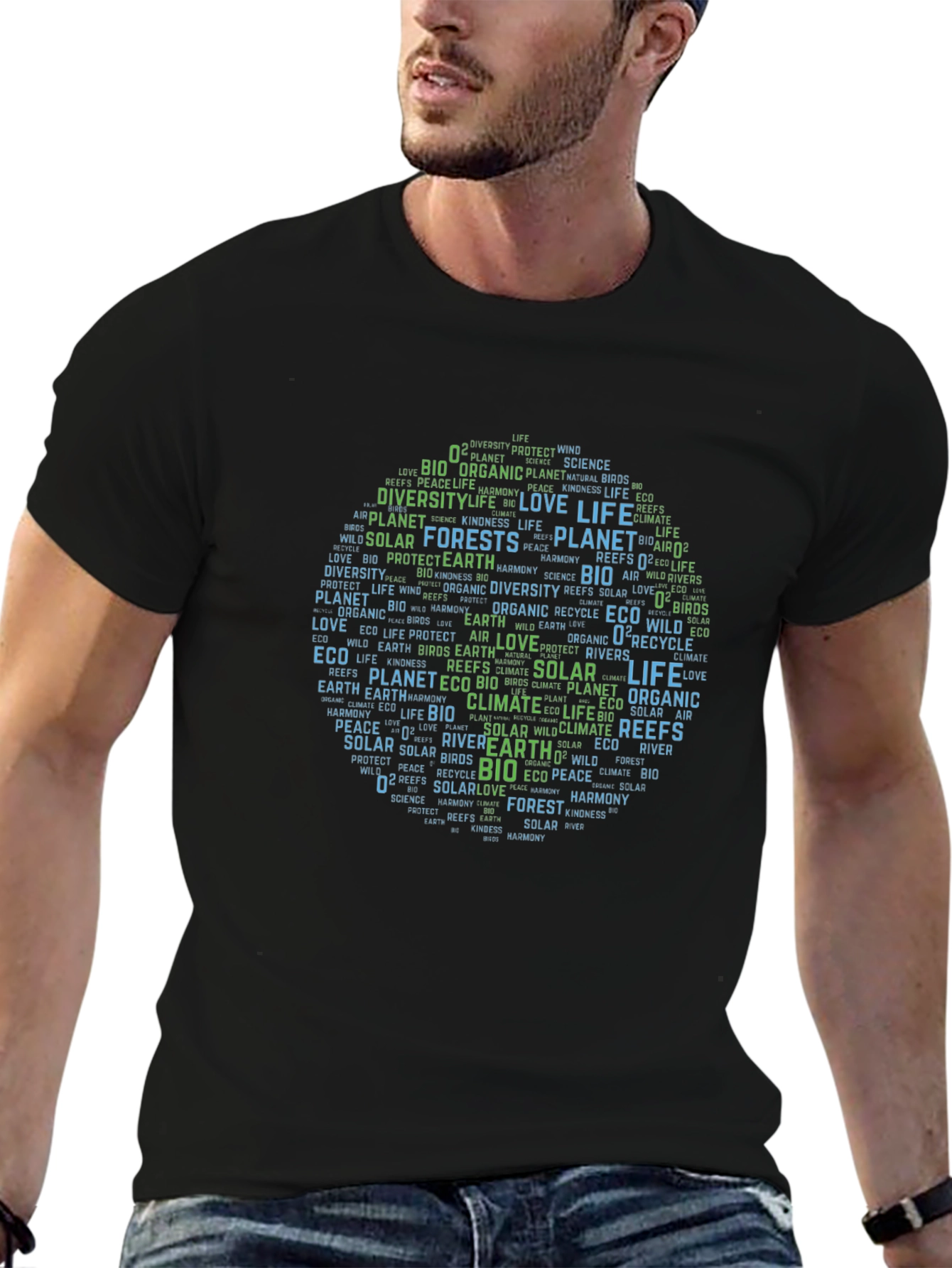 Eco-Friendly Earth Word Art Graphic T-Shirt
