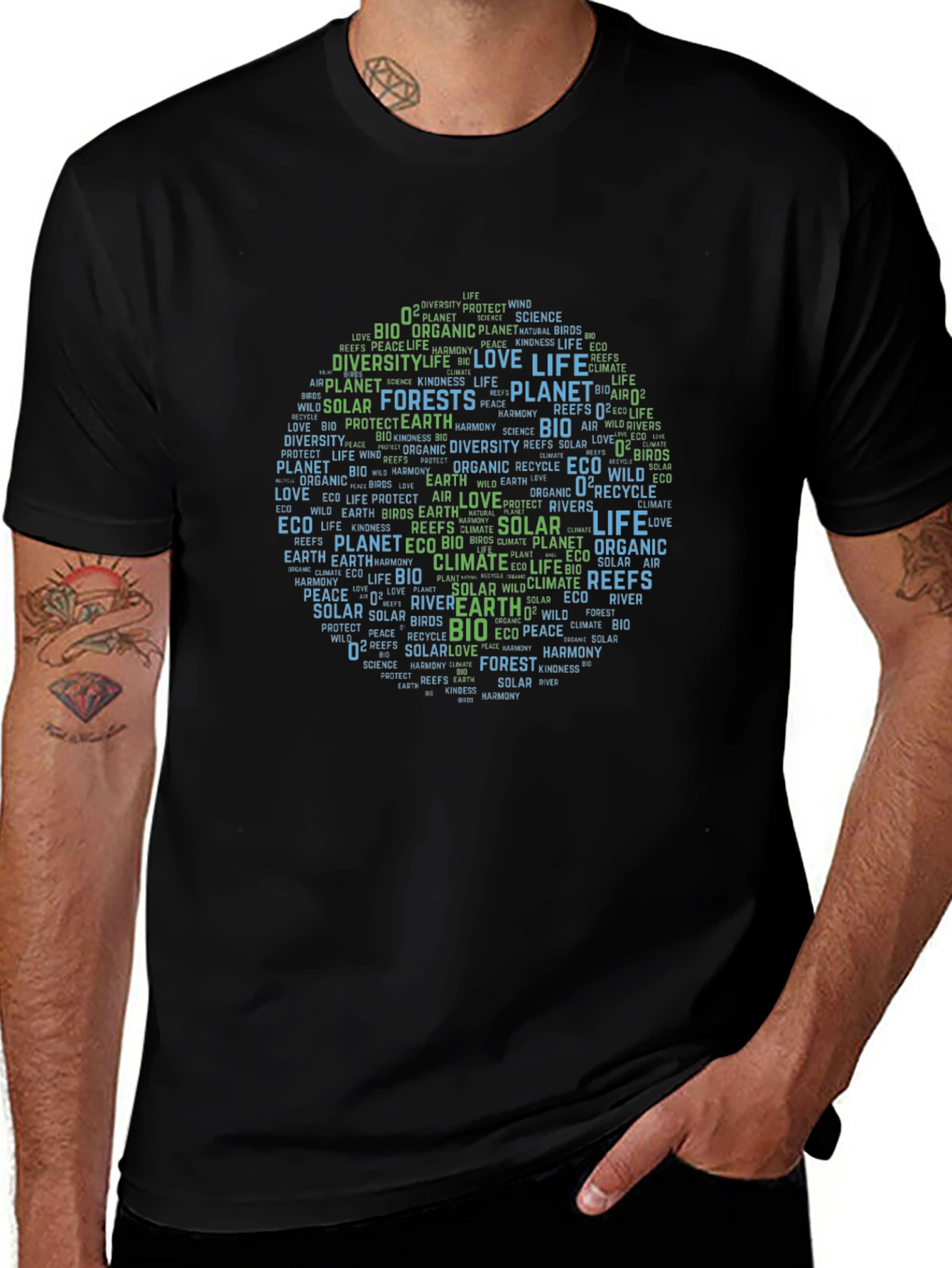 Eco-Friendly Earth Word Art Graphic T-Shirt
