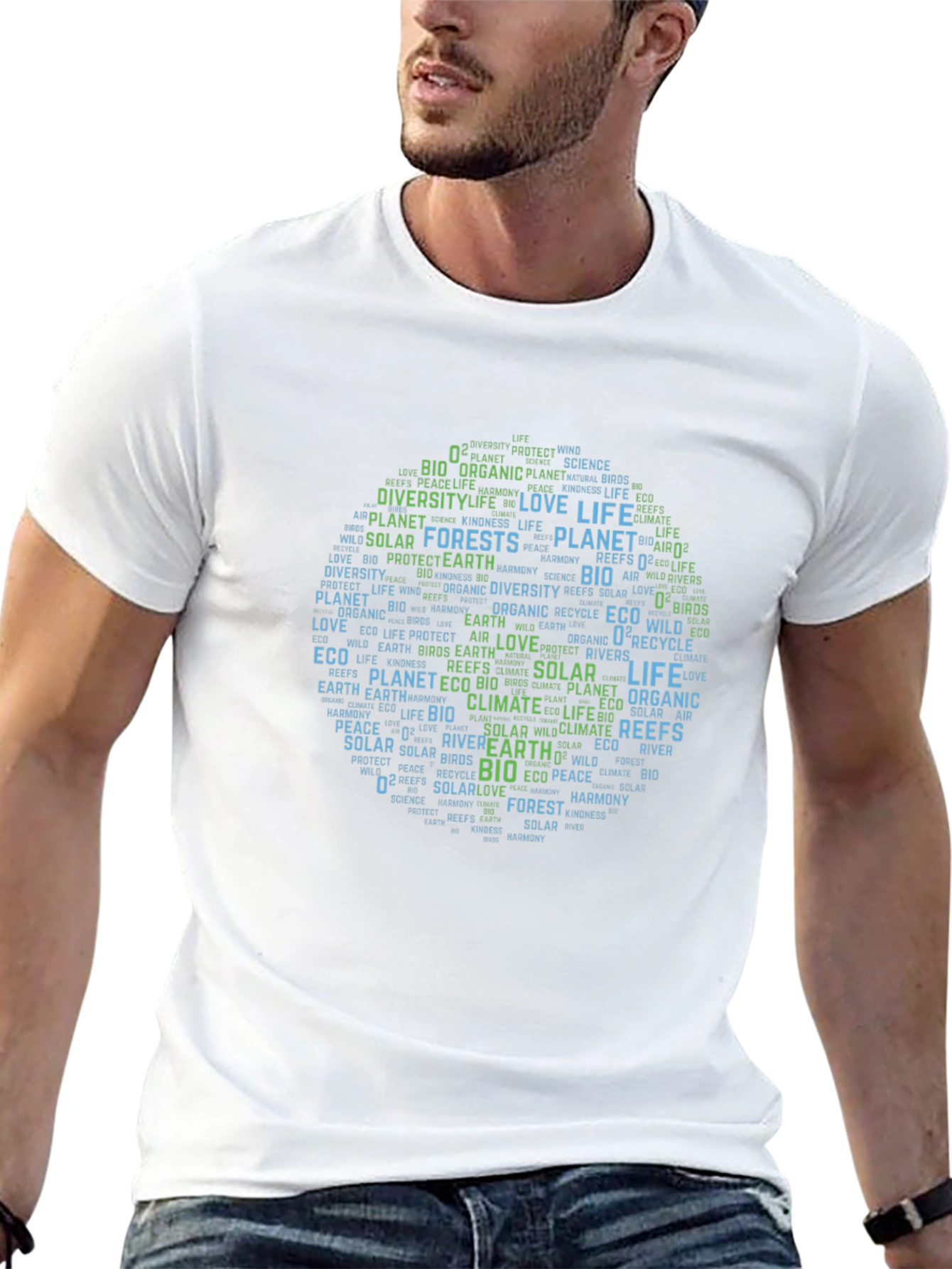 Eco-Friendly Earth Word Art Graphic T-Shirt