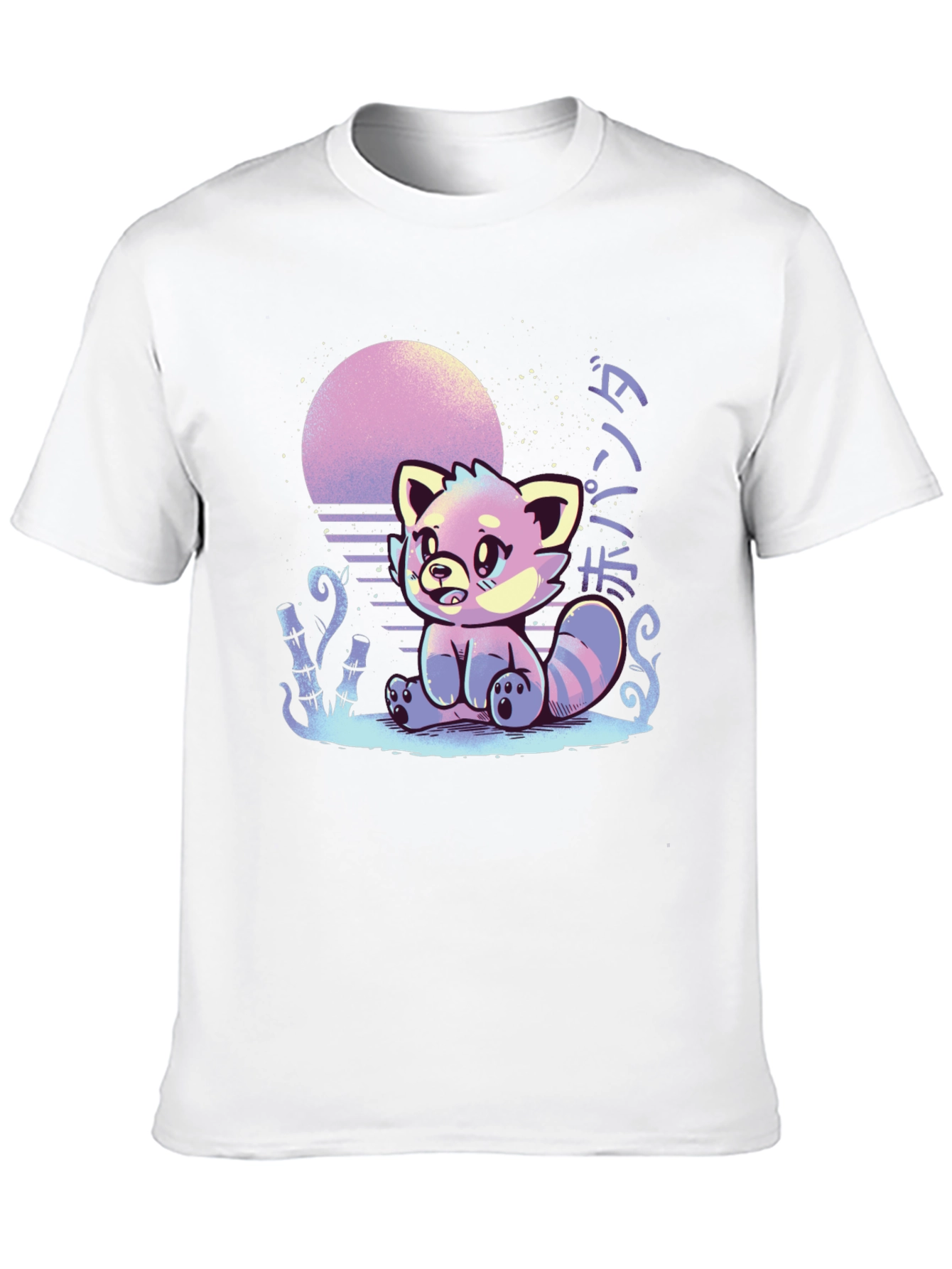 Red Panda Sunset Graphic Tee - Black Cotton T-Shirt