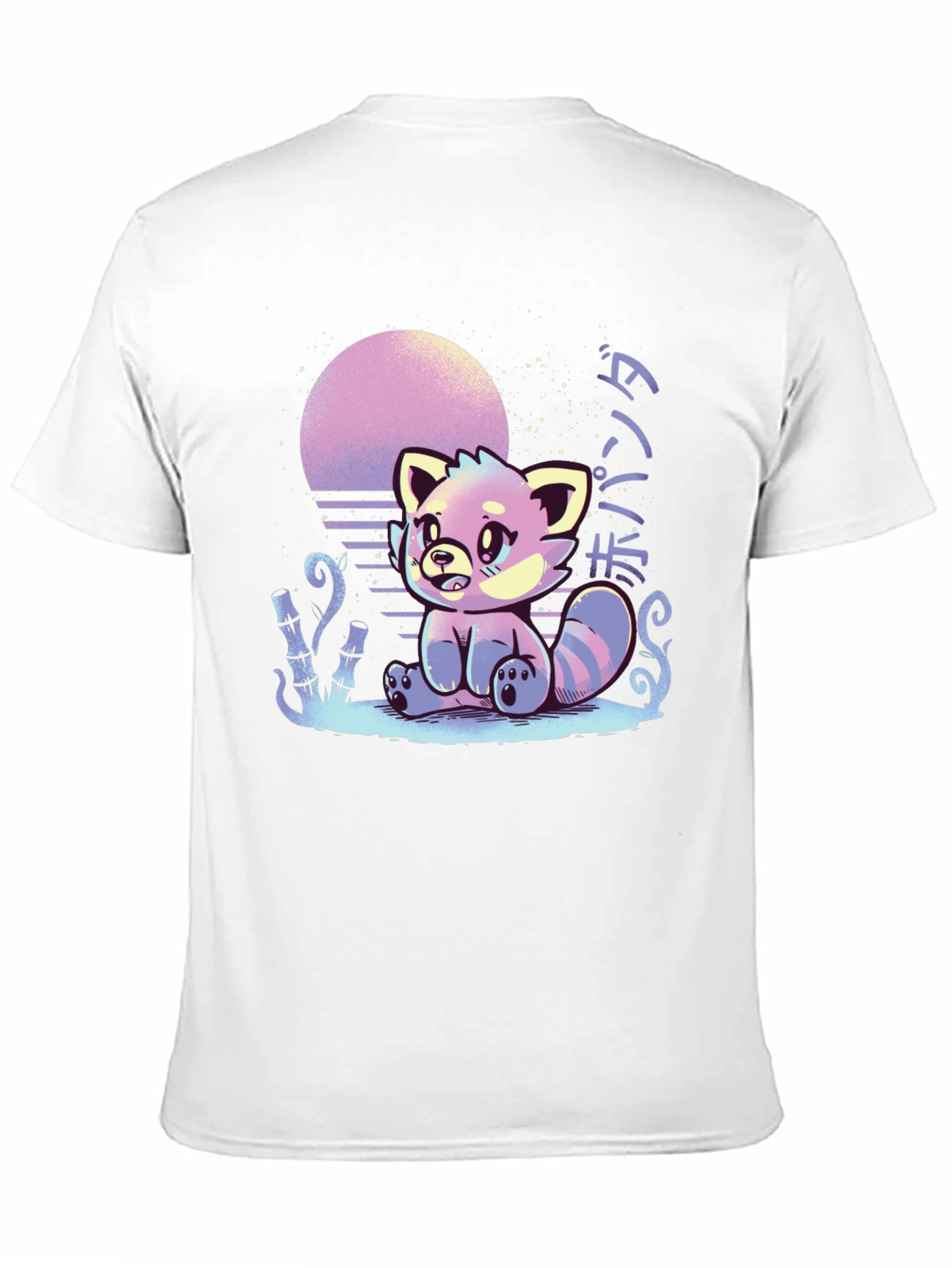 Red Panda Sunset Graphic Tee - Black Cotton T-Shirt