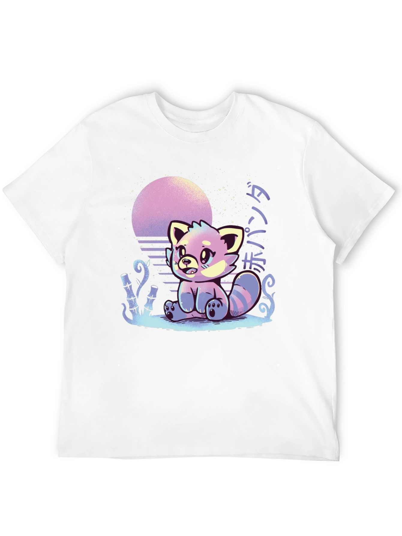 Red Panda Sunset Graphic Tee - Black Cotton T-Shirt