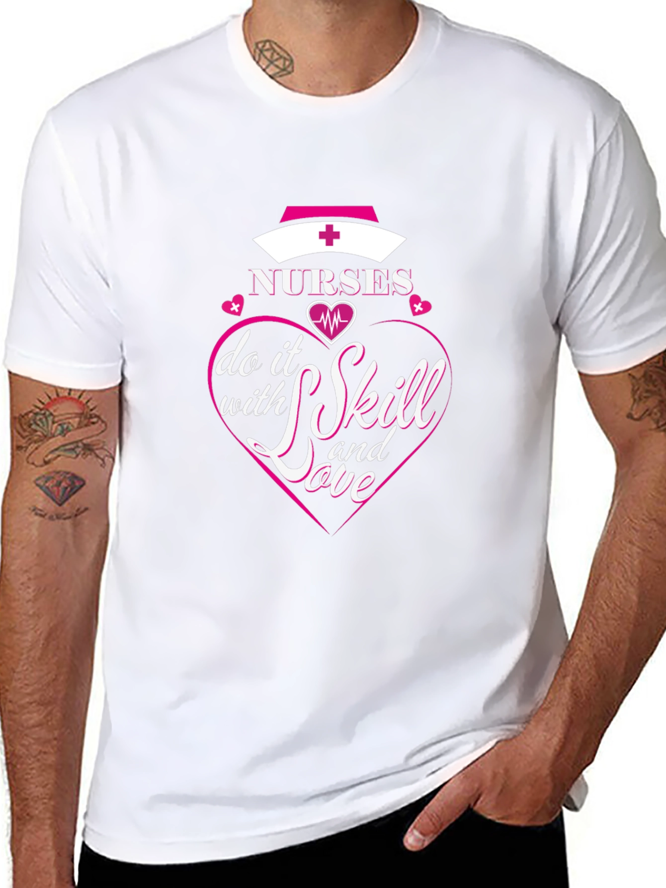 Nurses Do It With Skill And Love Black T-Shirt