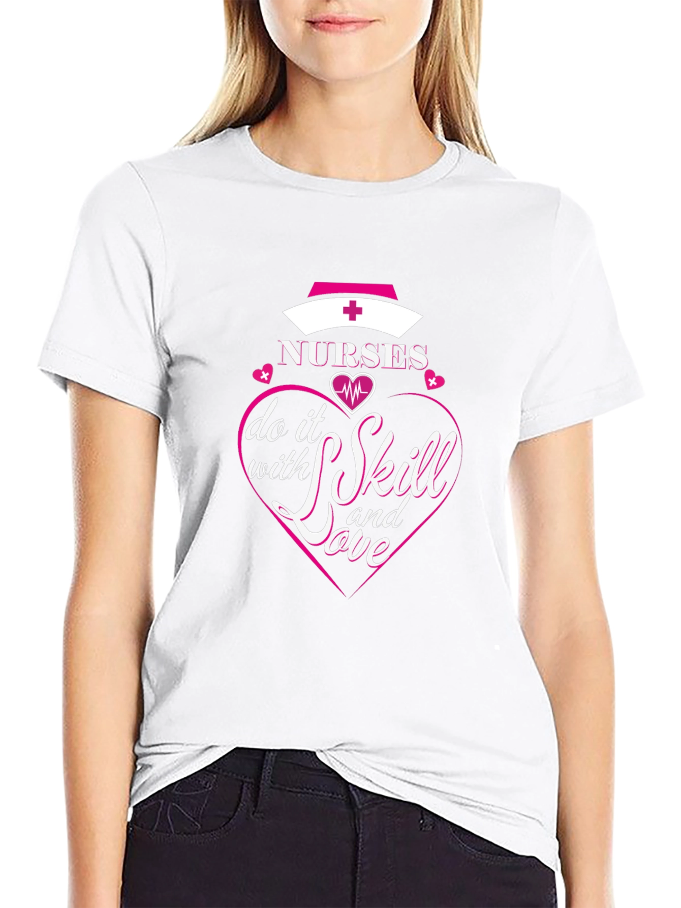 Nurses Do It With Skill And Love Black T-Shirt