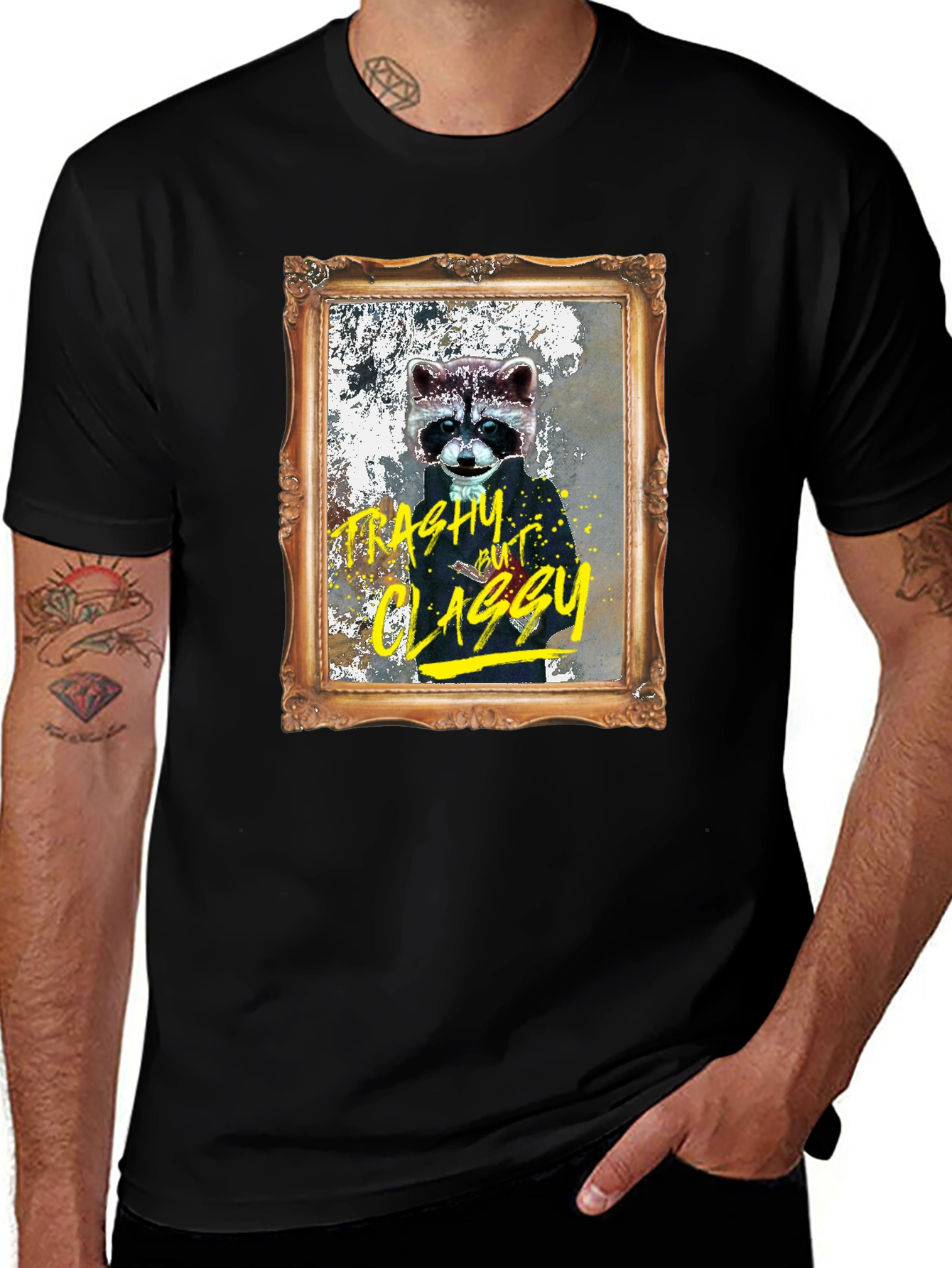 Trashy But Classy Raccoon Graphic Tee - Black
