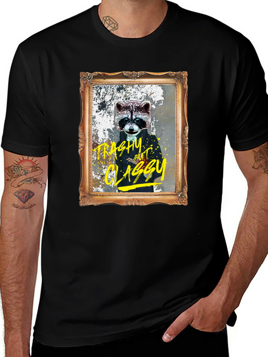 Trashy But Classy Raccoon Graphic Tee - Black