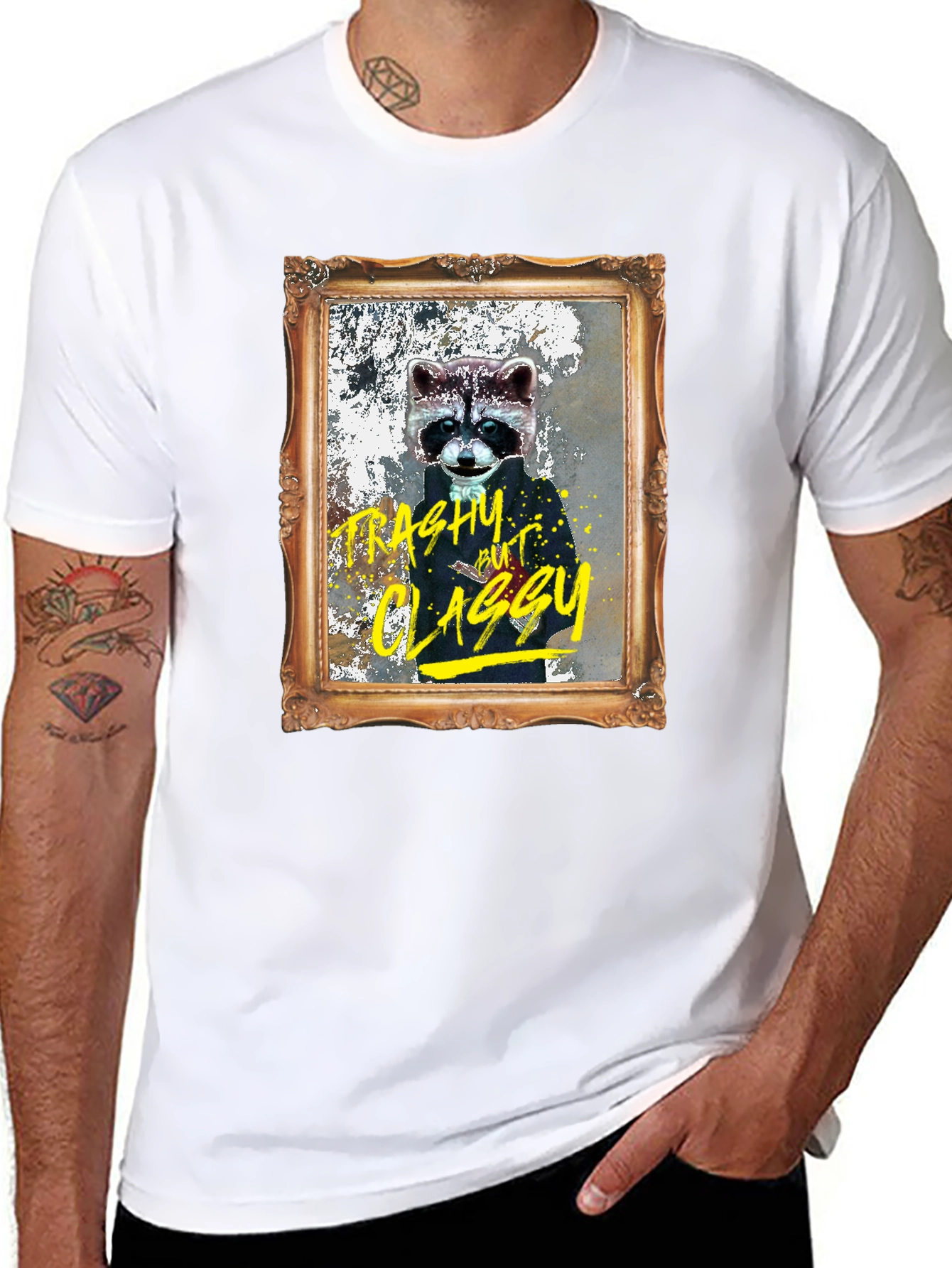 Trashy But Classy Raccoon Graphic Tee - Black