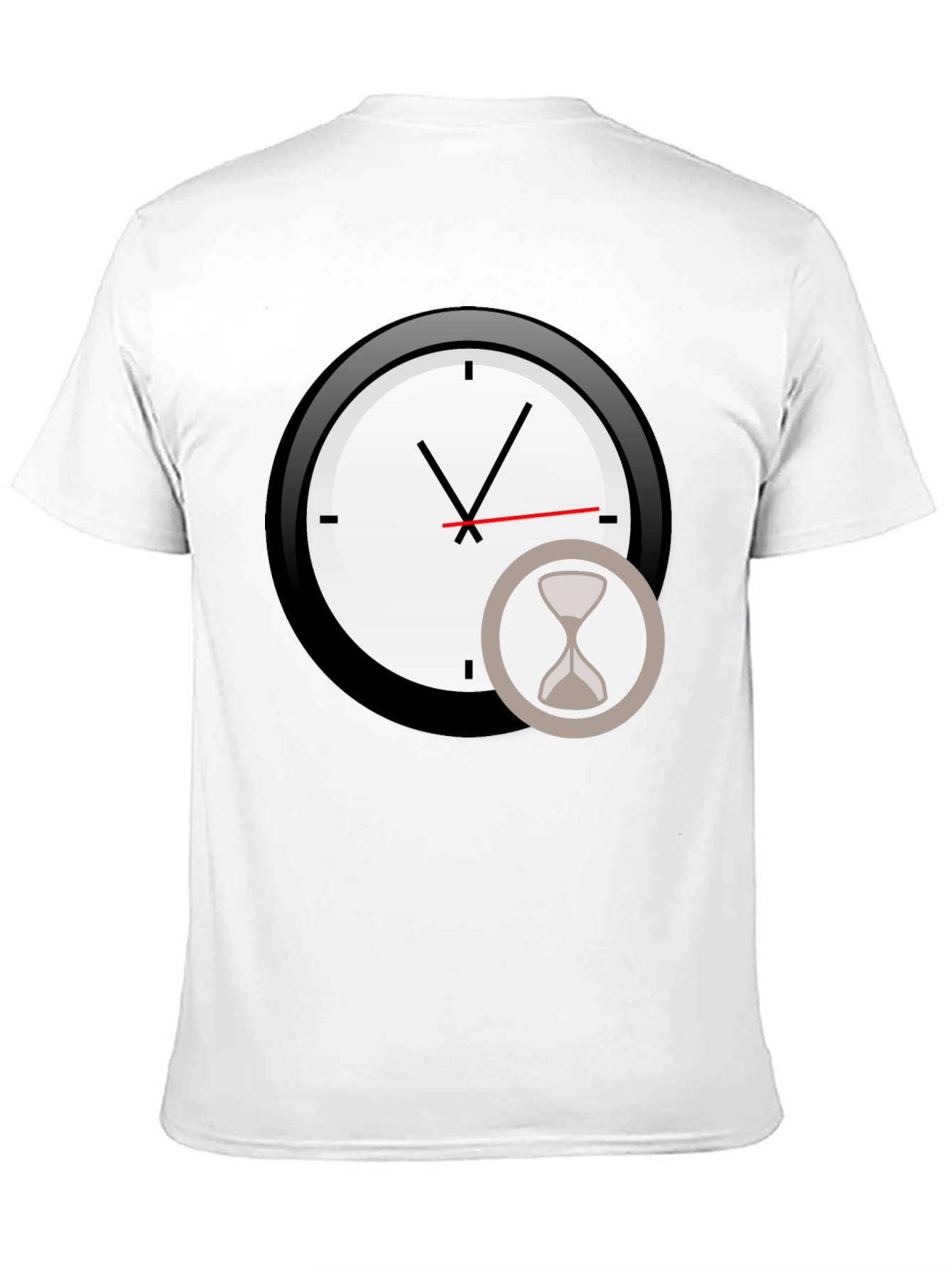 Mens Black Clock & Hourglass Graphic Tee