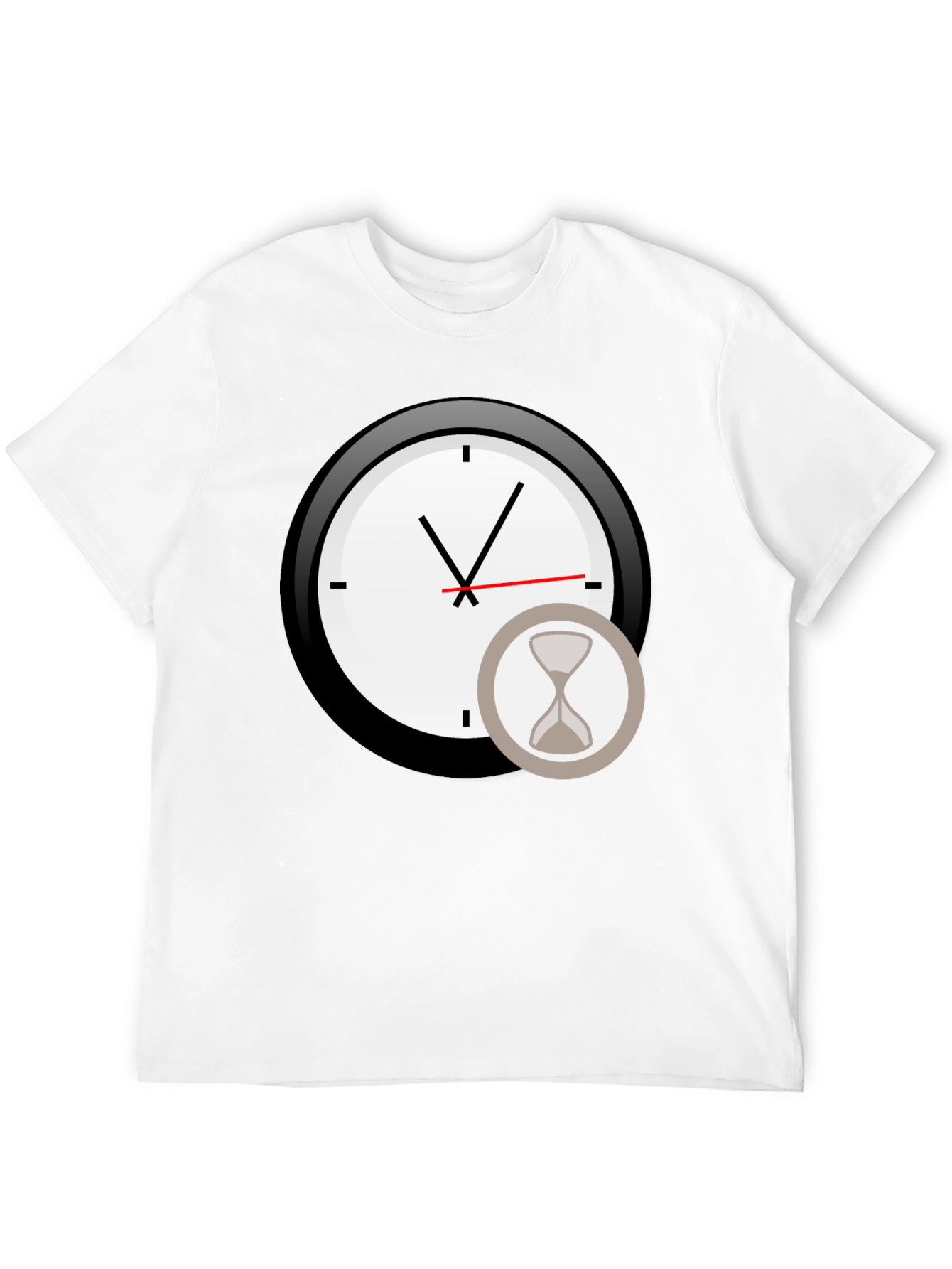 Mens Black Clock & Hourglass Graphic Tee