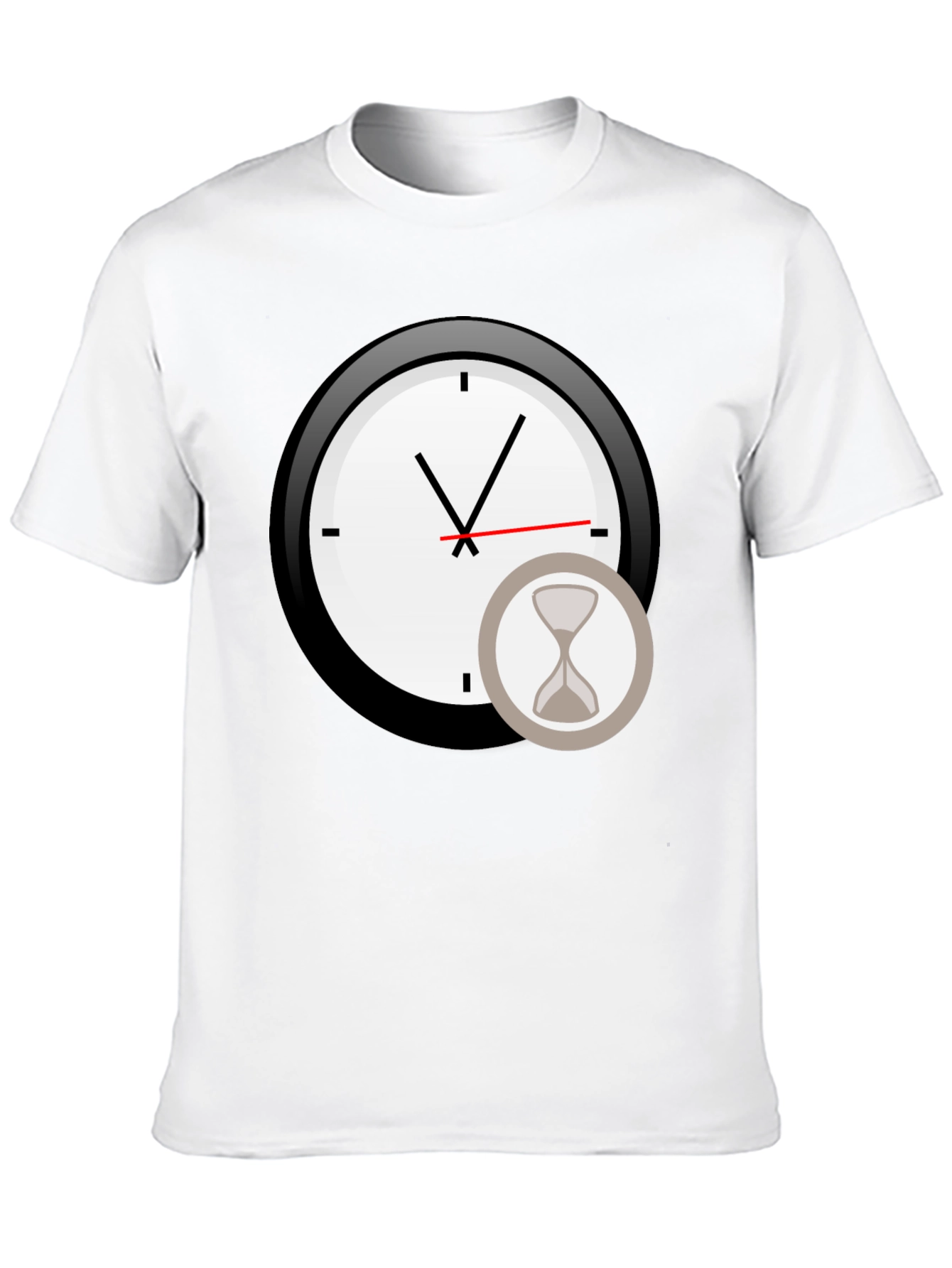 Mens Black Clock & Hourglass Graphic Tee