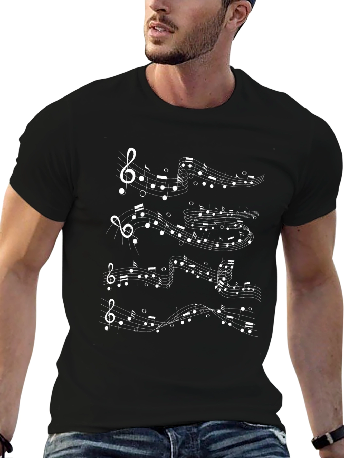 Musical Notes Black T-Shirt