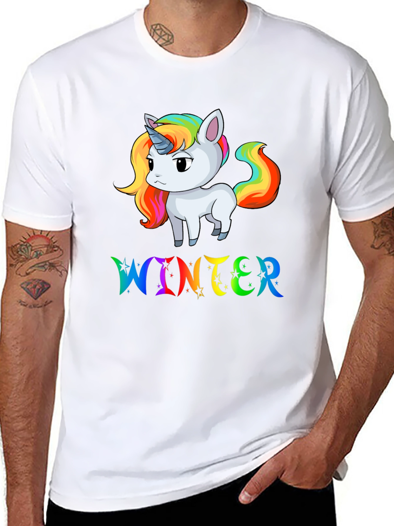 Rainbow Unicorn Winter T-Shirt