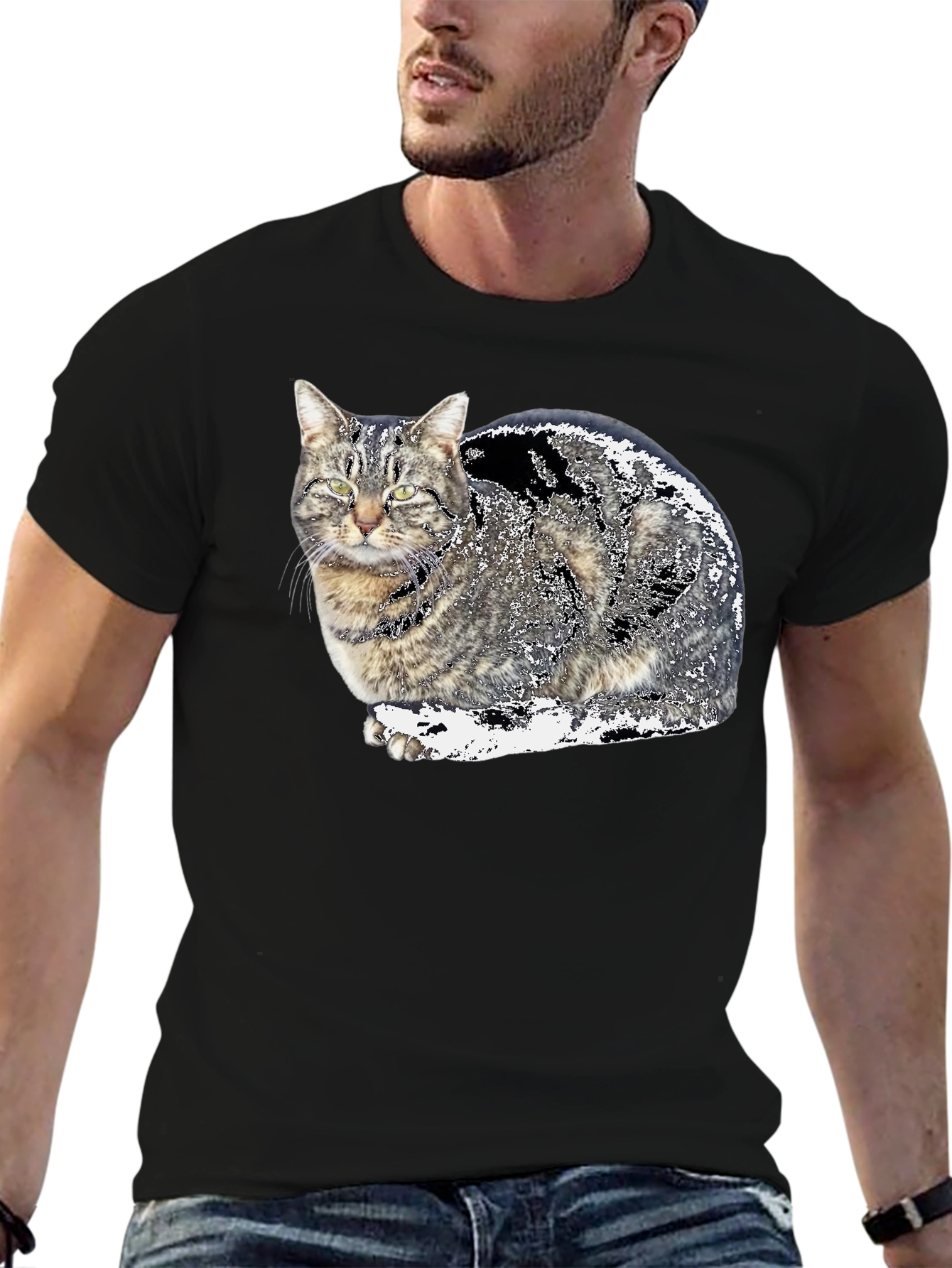 Cat Graphic Black T-Shirt