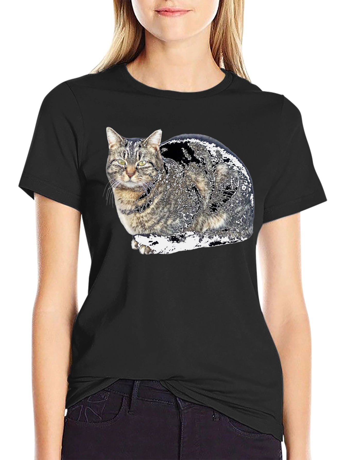 Cat Graphic Black T-Shirt
