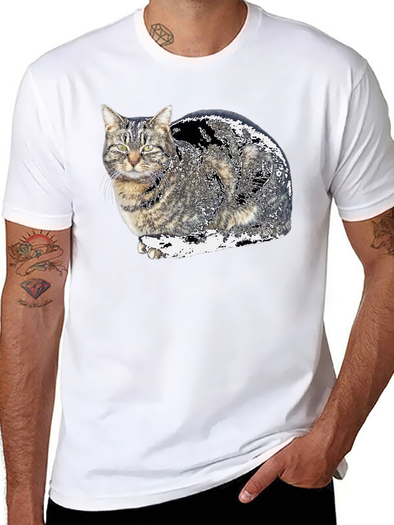 Cat Graphic Black T-Shirt