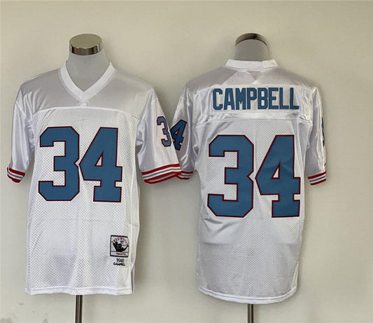 Men's Tennessee Oilers Earl Campbell #34 White Legacy Replica Jerseys