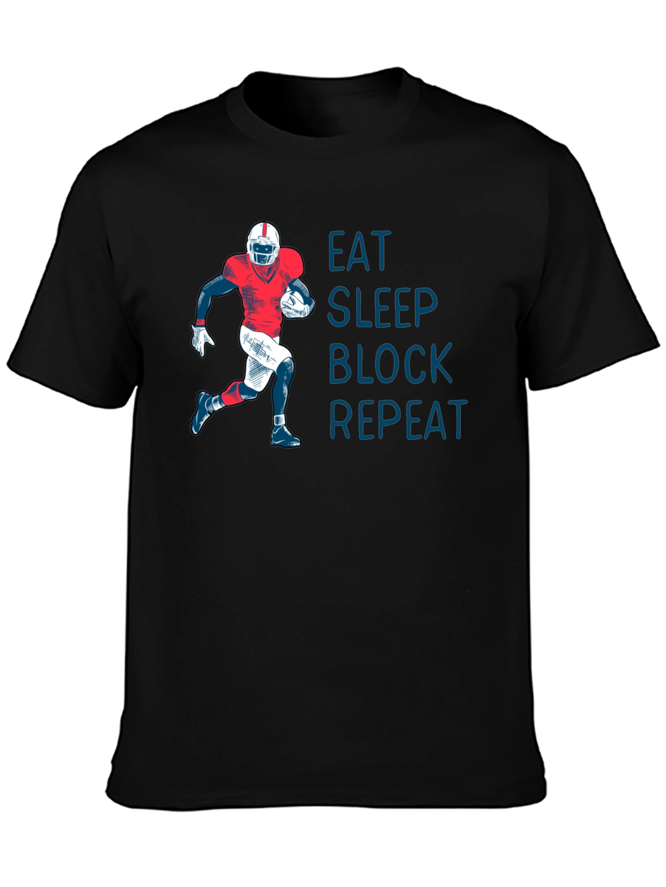 Eat Sleep Block Repeat Football T-Shirt