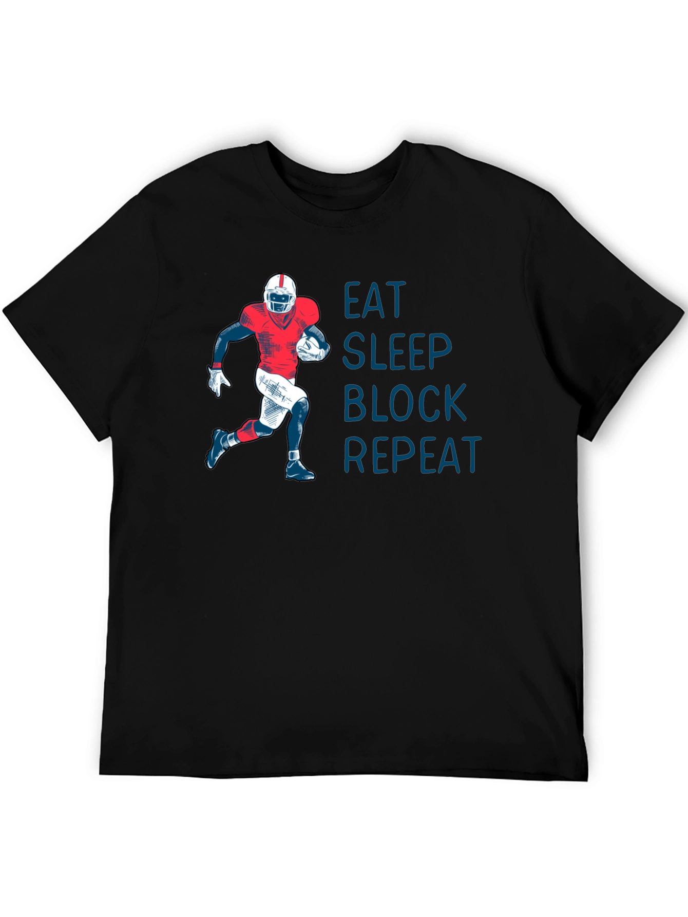 Eat Sleep Block Repeat Football T-Shirt