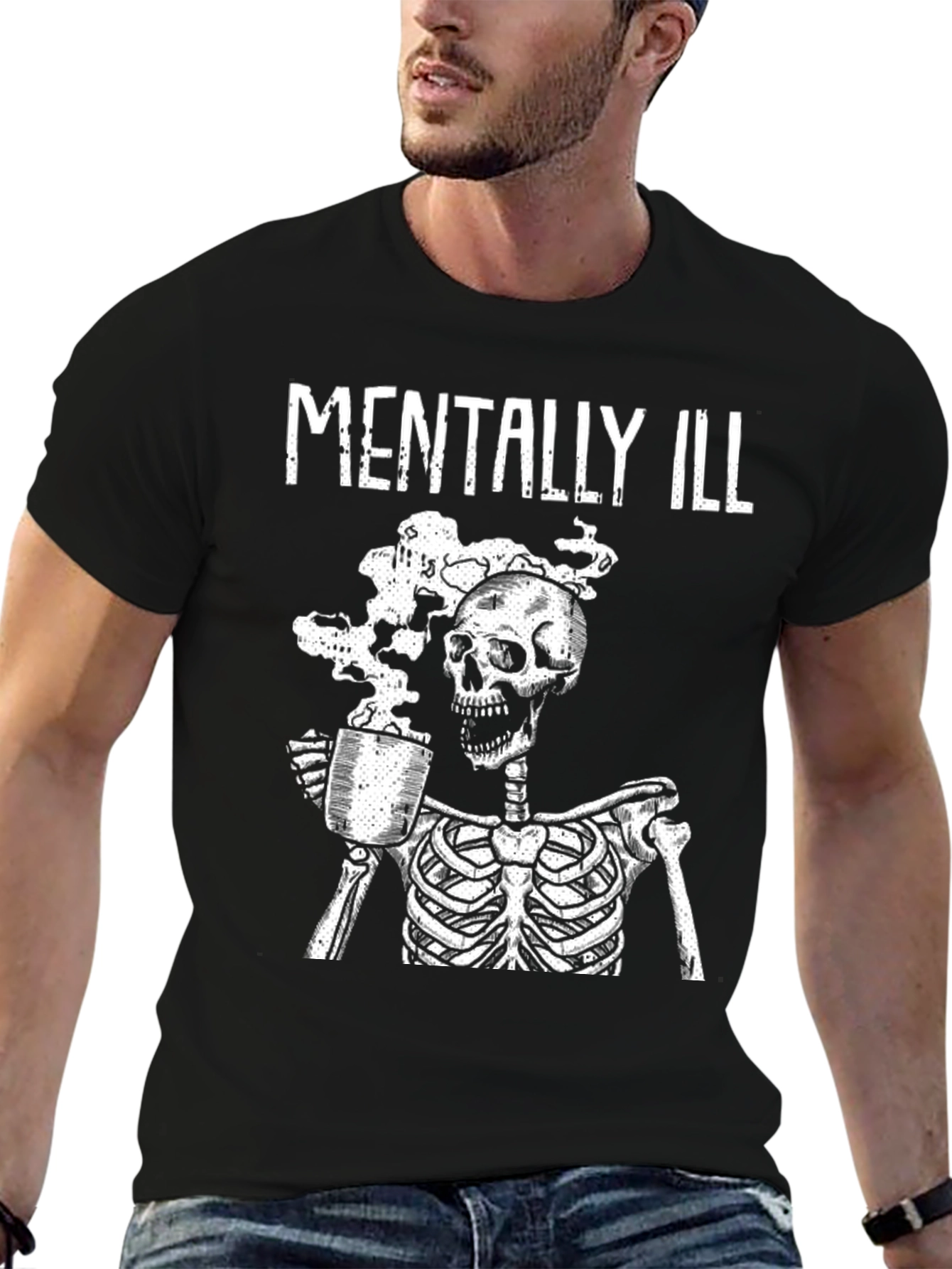 Mentally Ill Skeleton Coffee T-Shirt