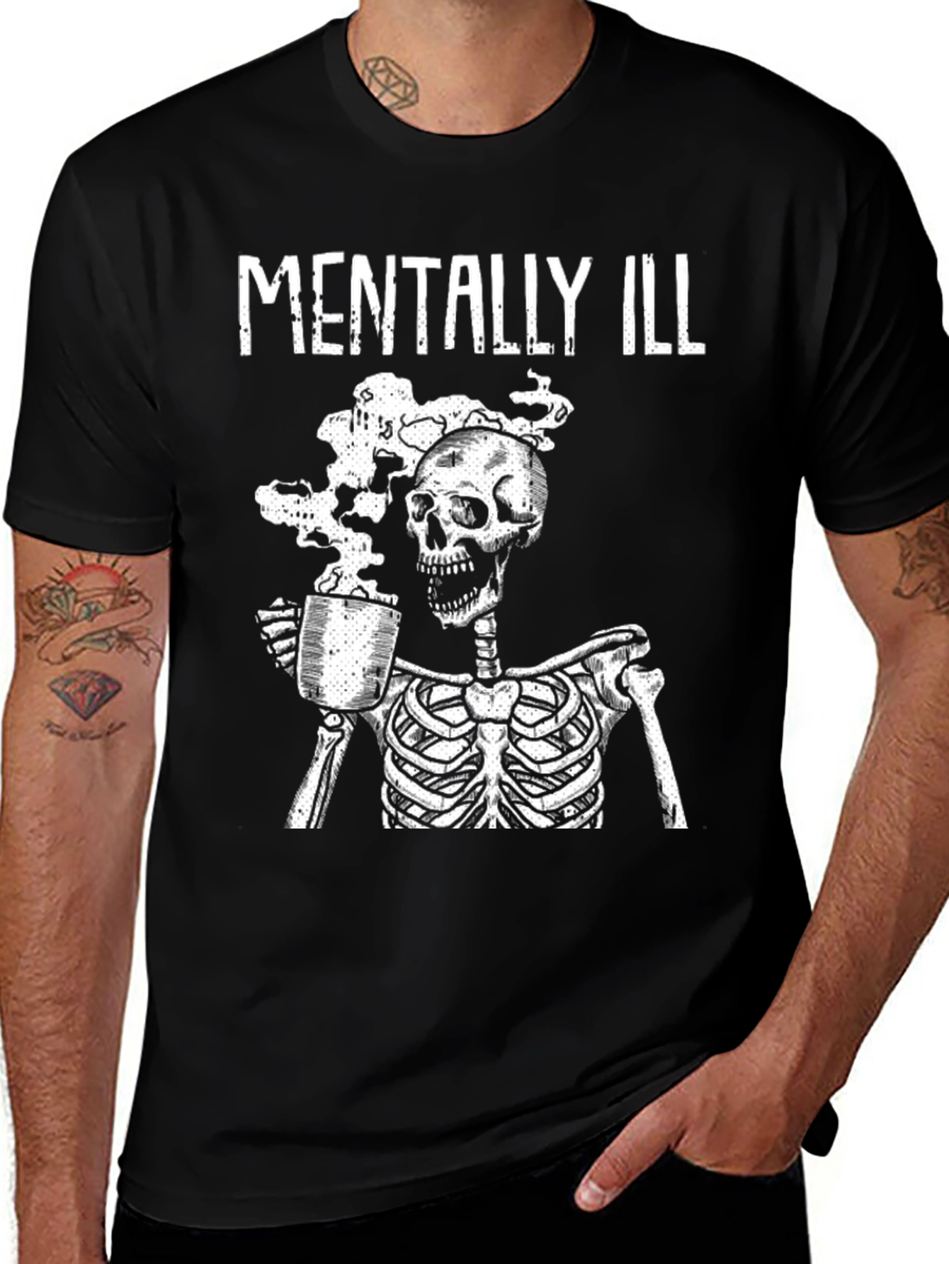 Mentally Ill Skeleton Coffee T-Shirt