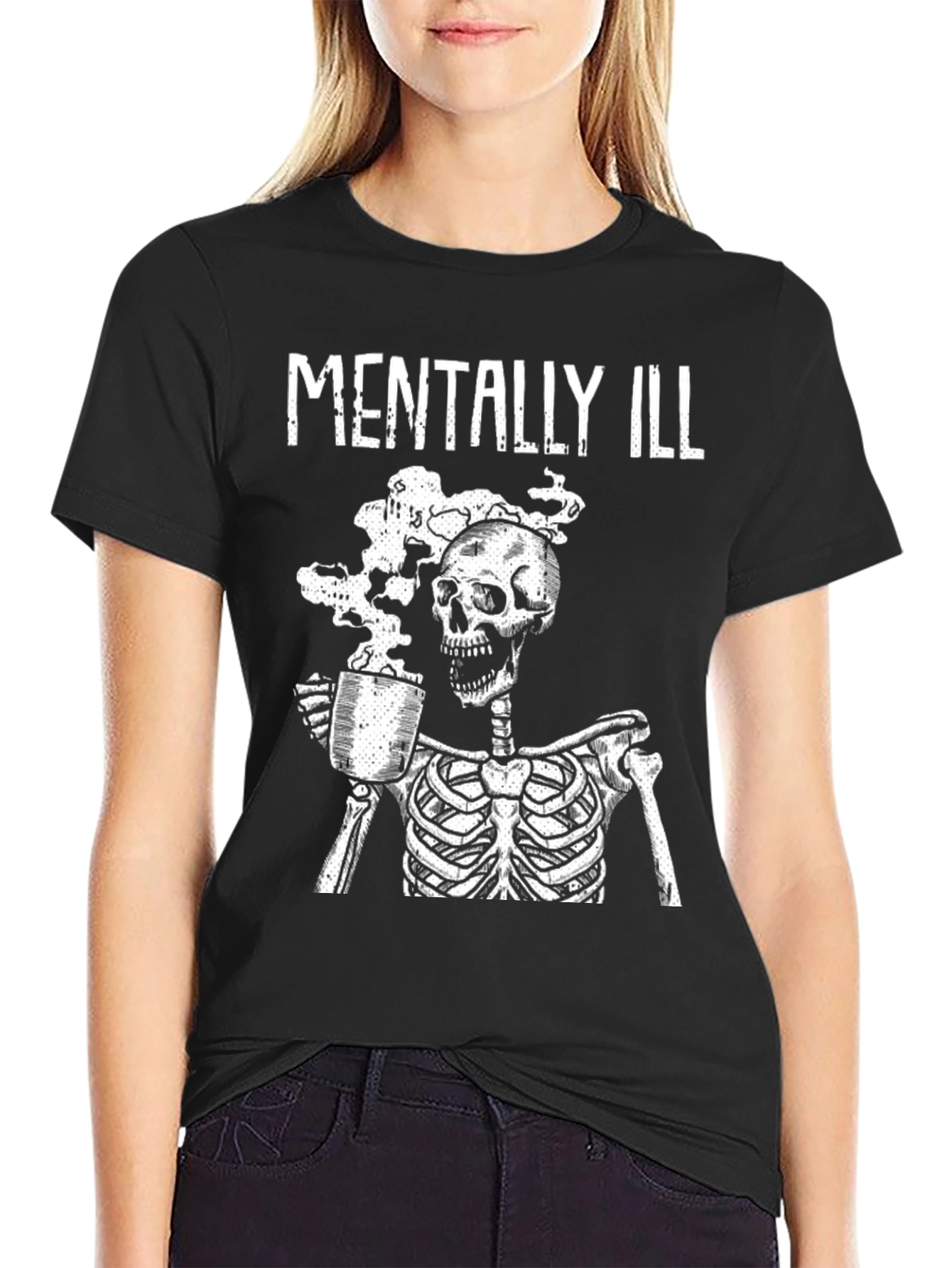 Mentally Ill Skeleton Coffee T-Shirt
