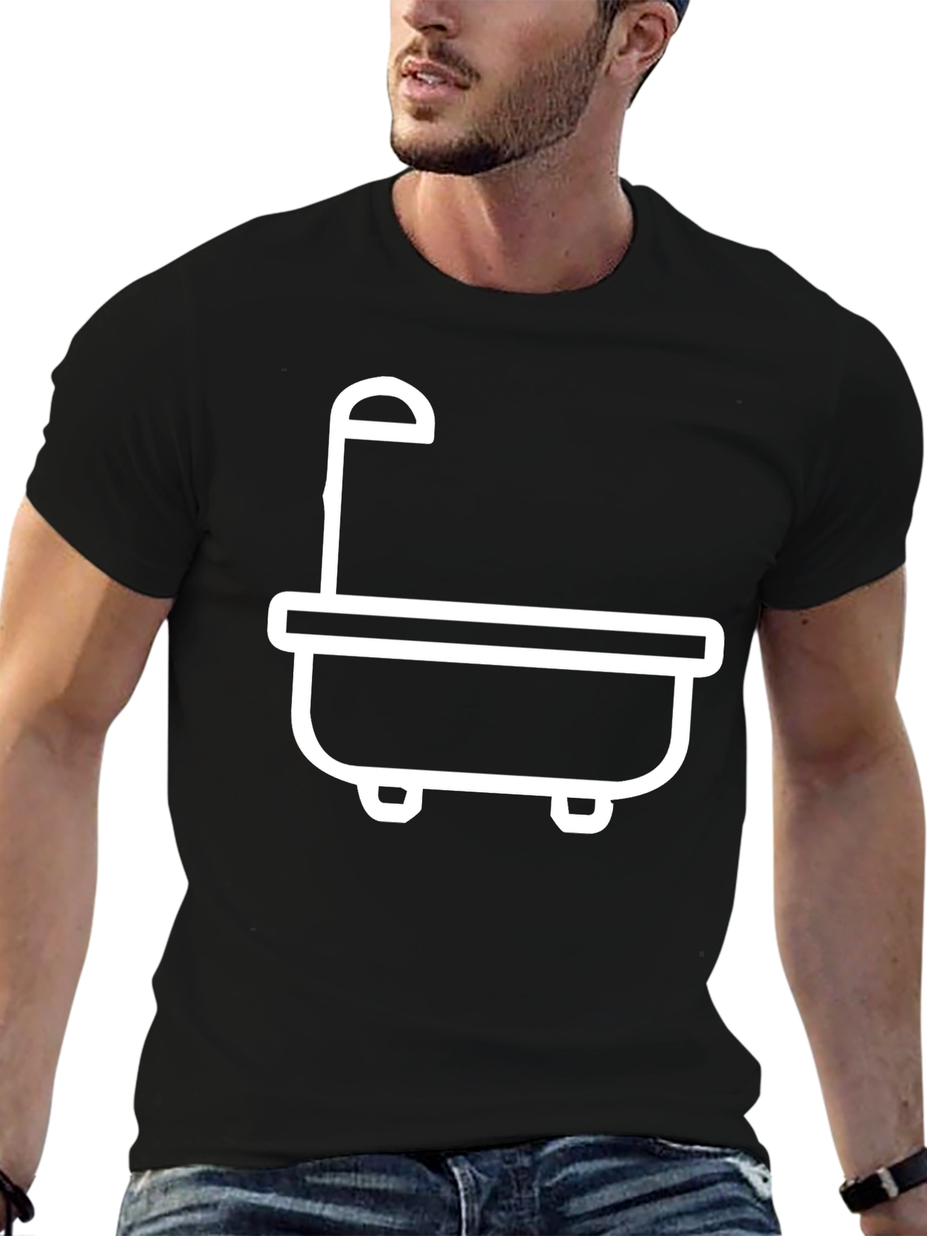 Bathtub Graphic Tee - Stylish Black Cotton T-Shirt