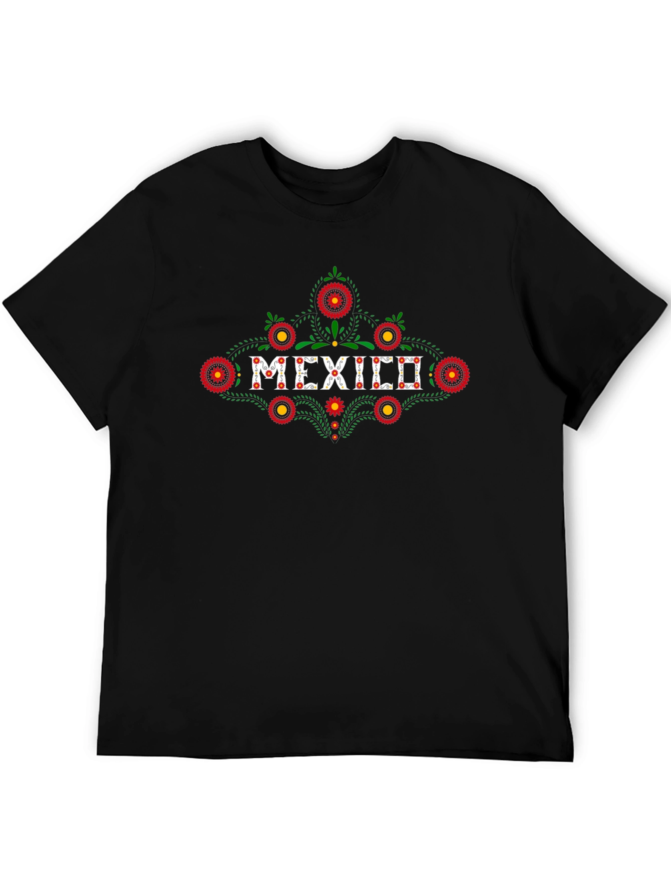Mexico Floral Graphic T-Shirt - Black