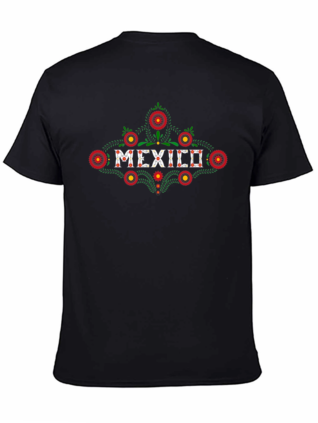 Mexico Floral Graphic T-Shirt - Black