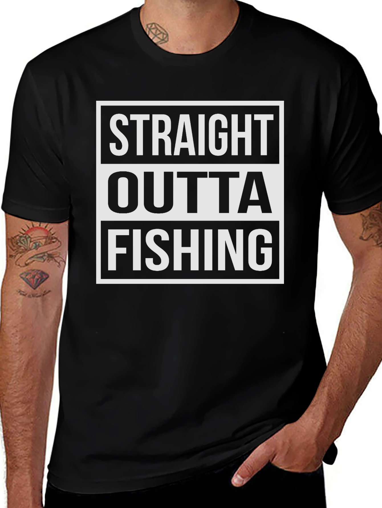 Straight Outta Fishing Black T-Shirt