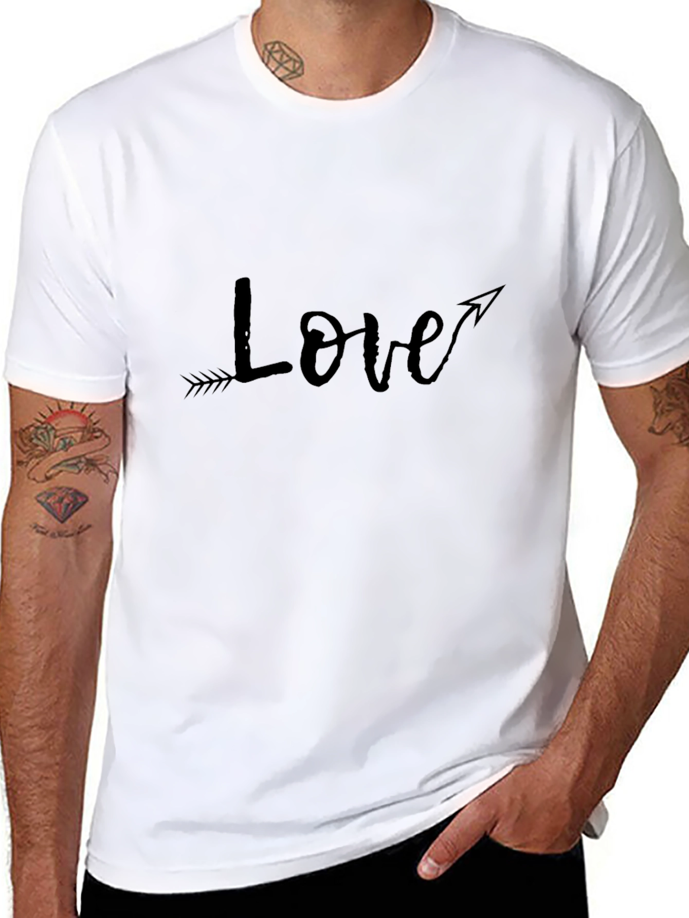 Love Arrow Graphic Tee - Black Cotton Casual Shirt