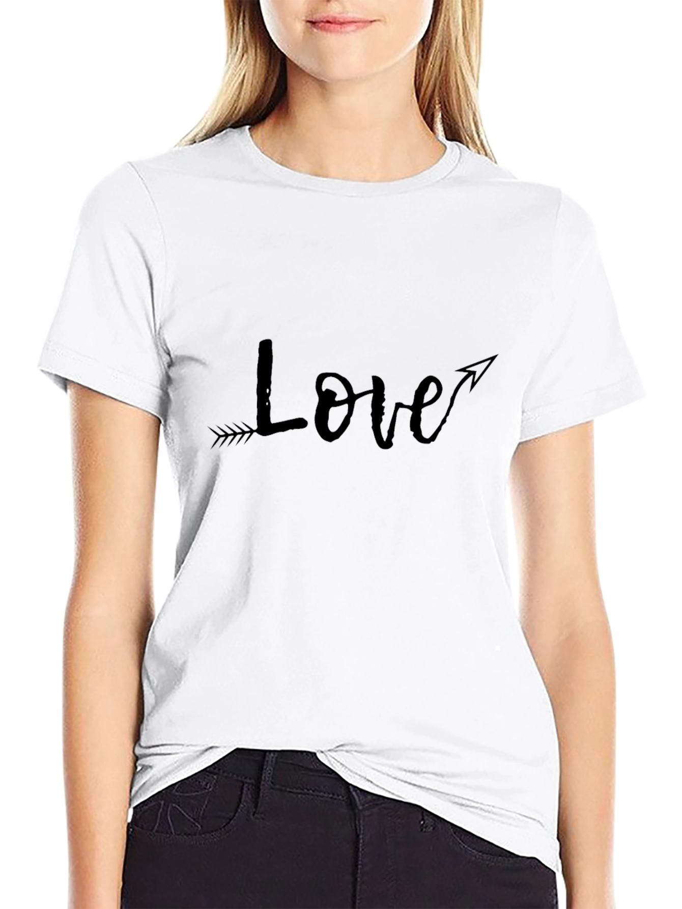 Love Arrow Graphic Tee - Black Cotton Casual Shirt