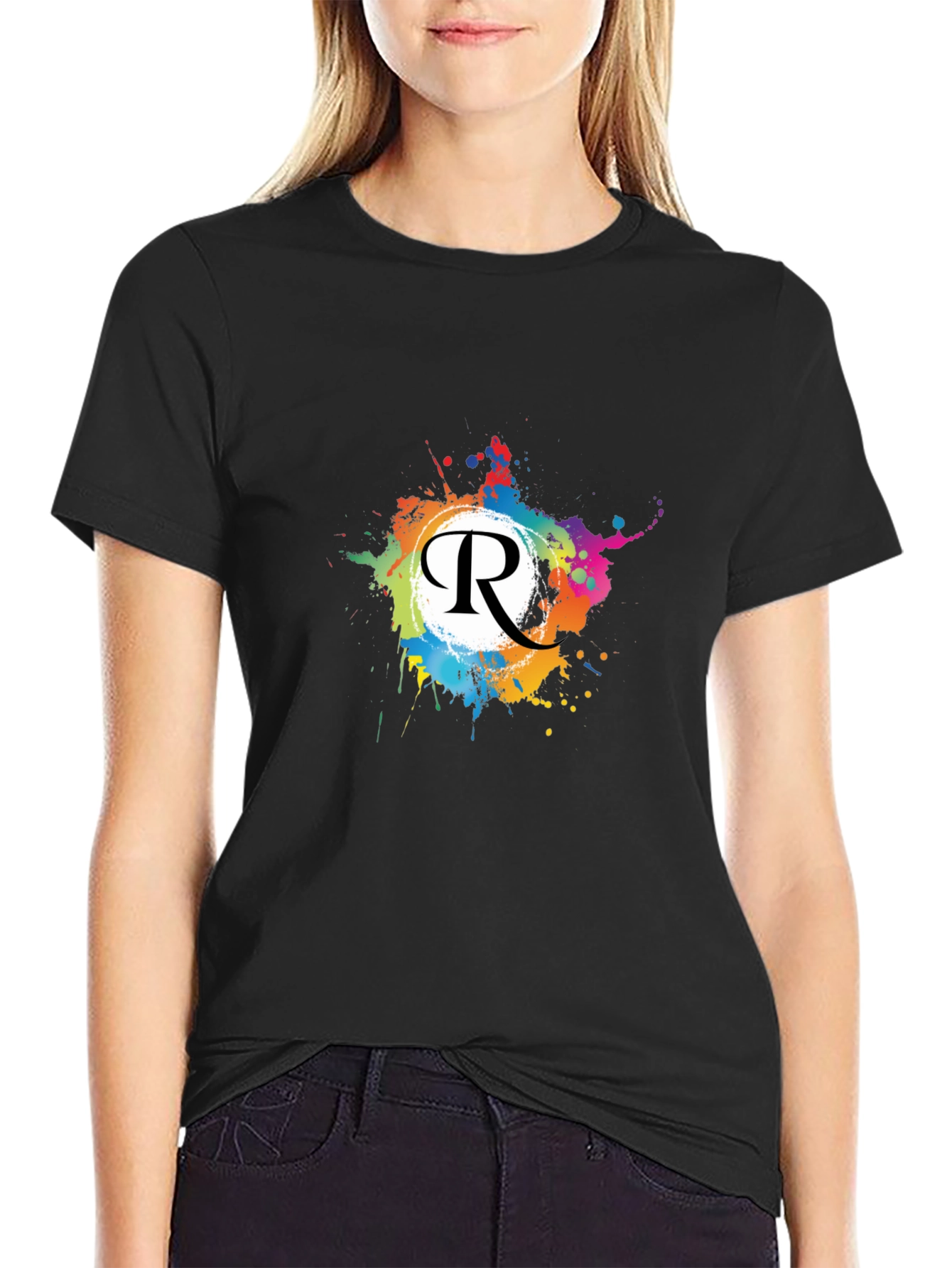 Vibrant R Letter Graphic Tee