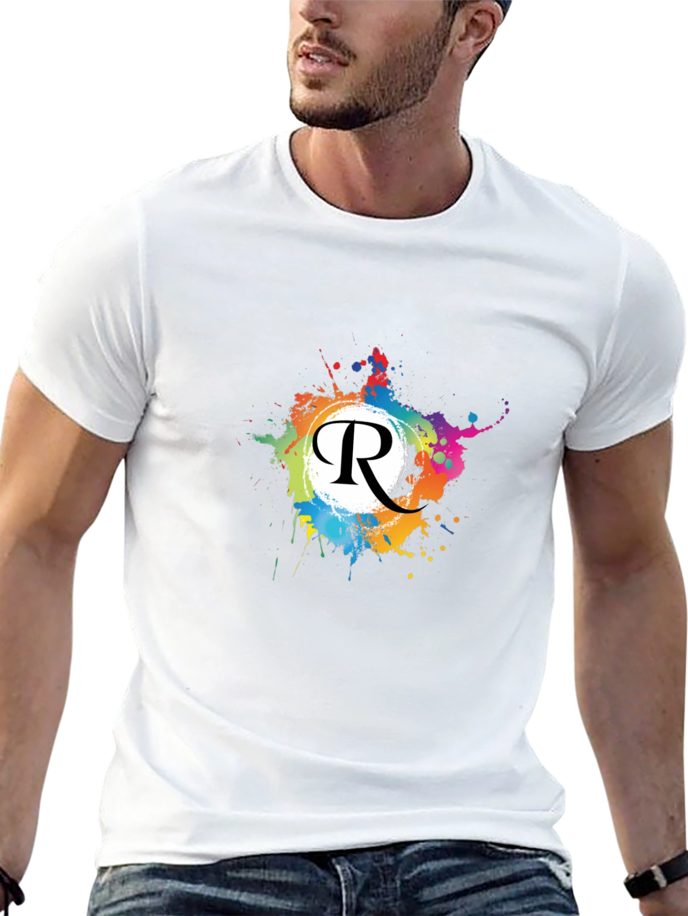 Vibrant R Letter Graphic Tee