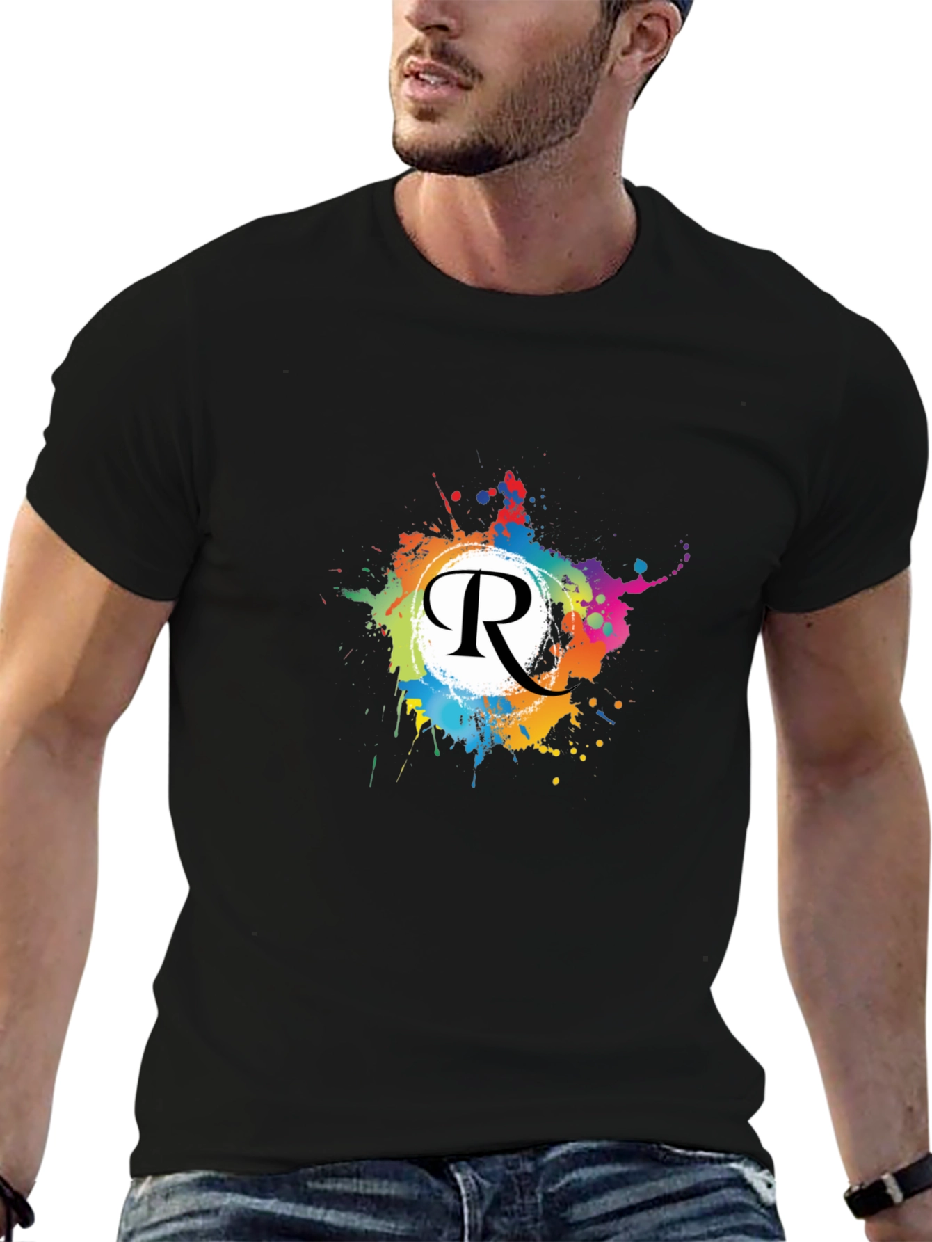 Vibrant R Letter Graphic Tee