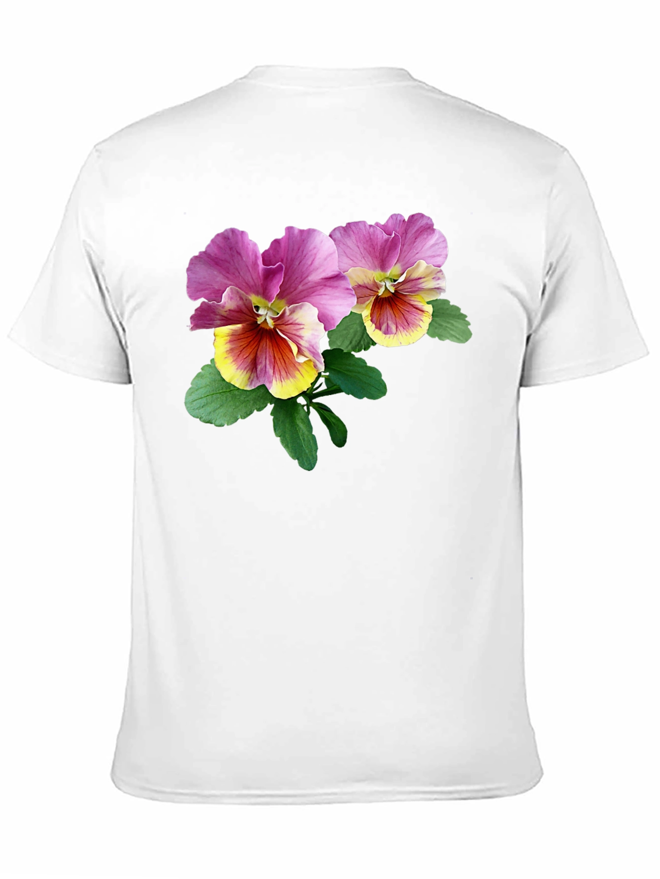 Floral Pansy Graphic Black T-Shirt