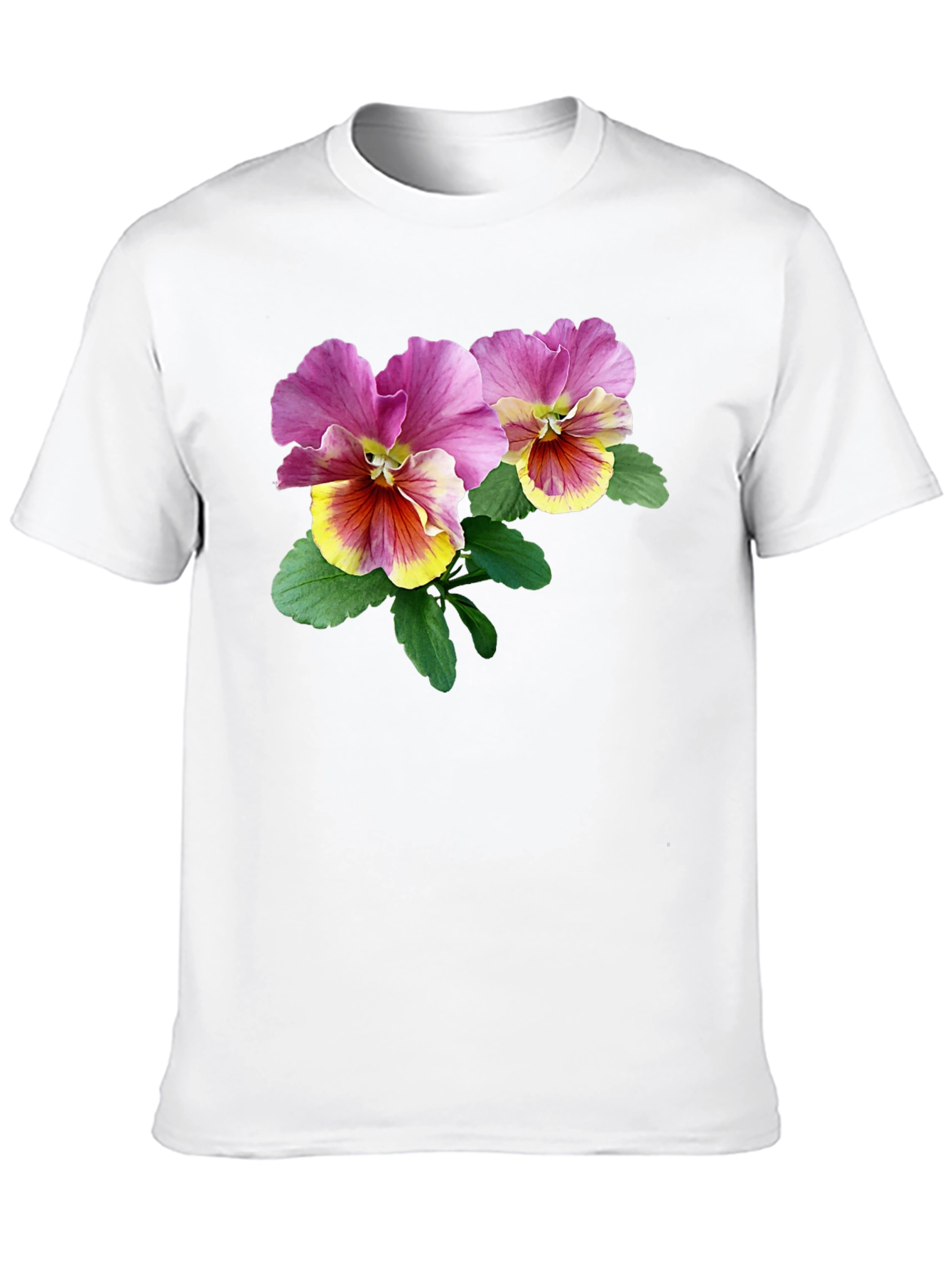 Floral Pansy Graphic Black T-Shirt