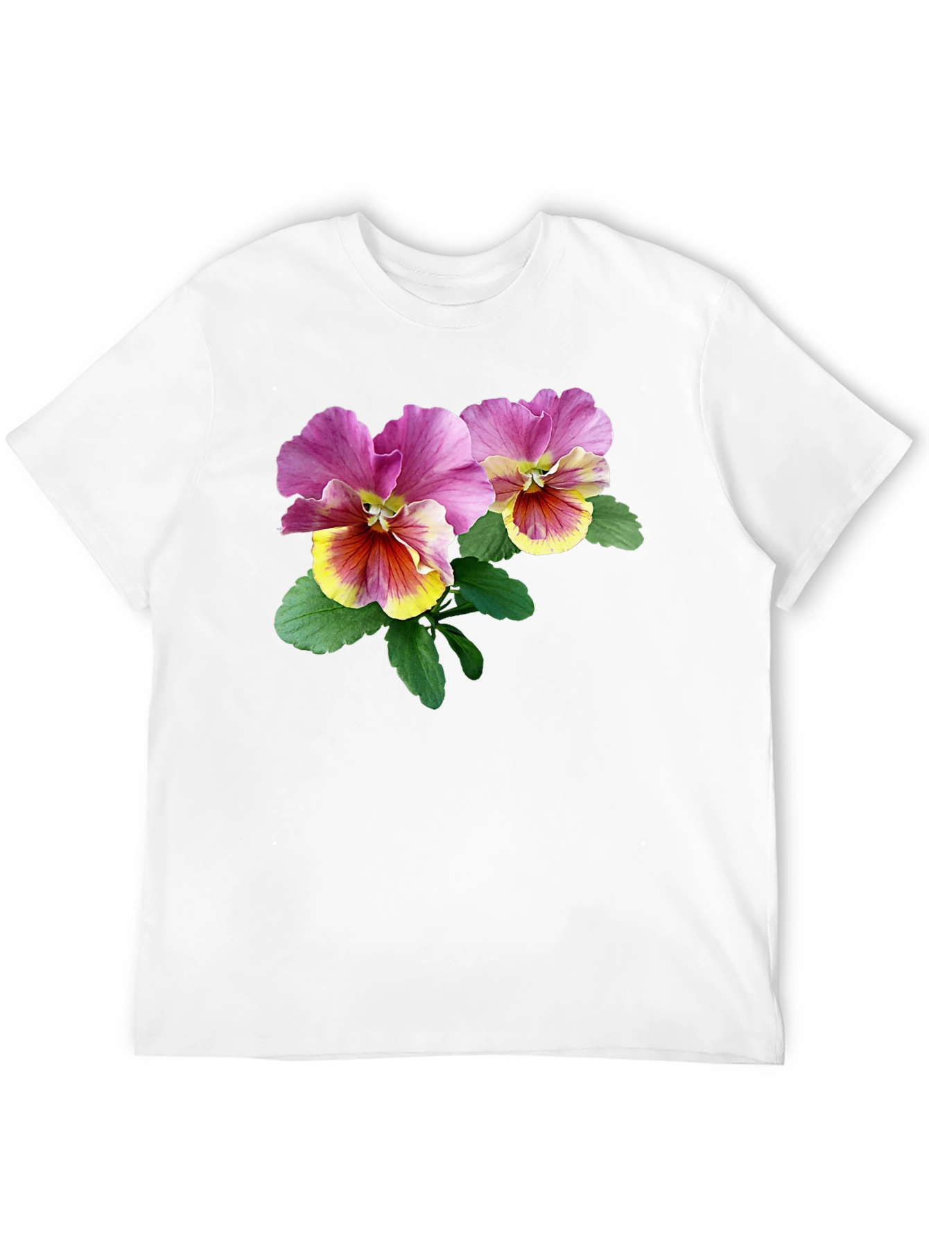 Floral Pansy Graphic Black T-Shirt