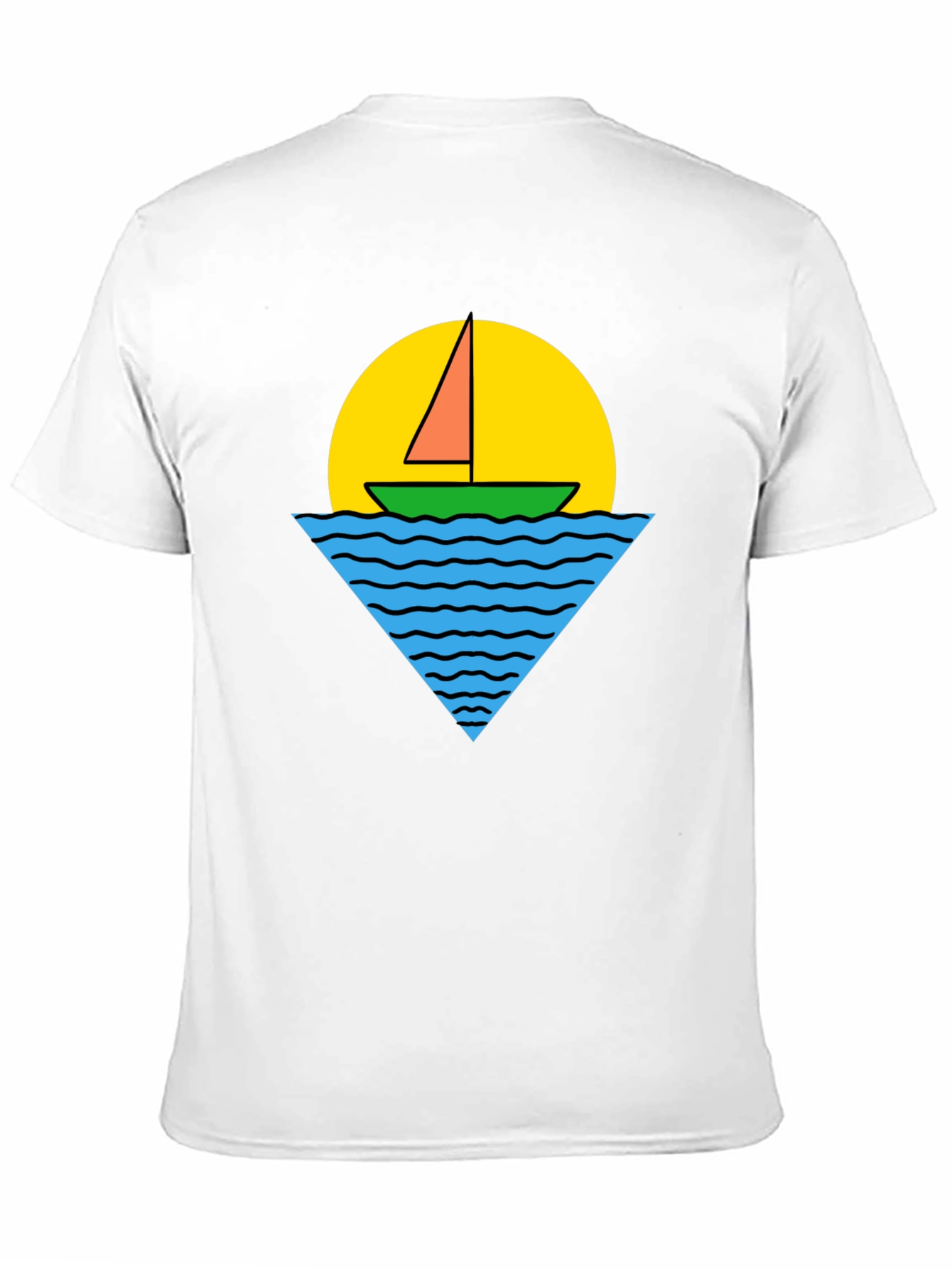 Retro Boat Graphic Tee - Black Cotton T-Shirt