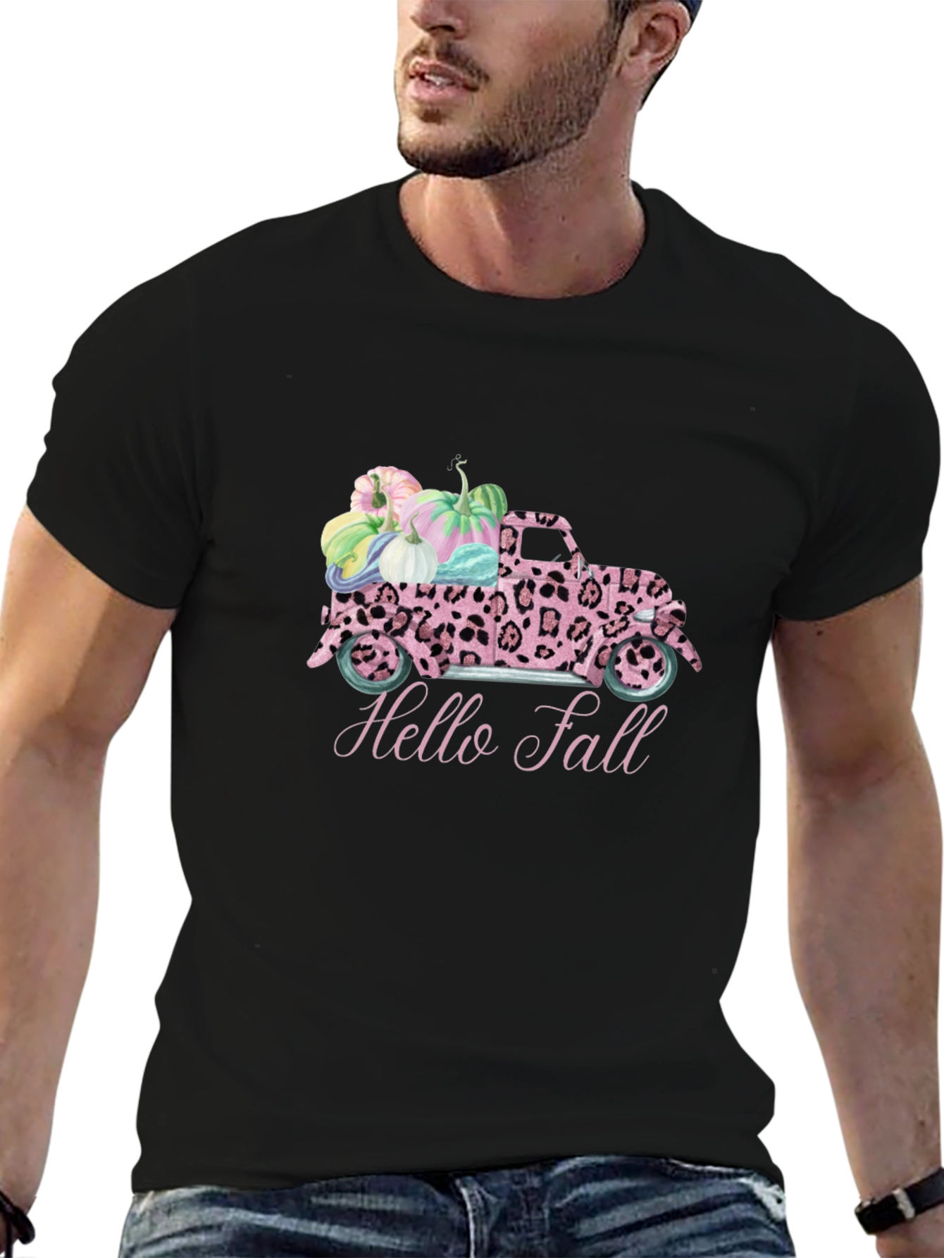 Hello Fall Leopard Truck T-Shirt
