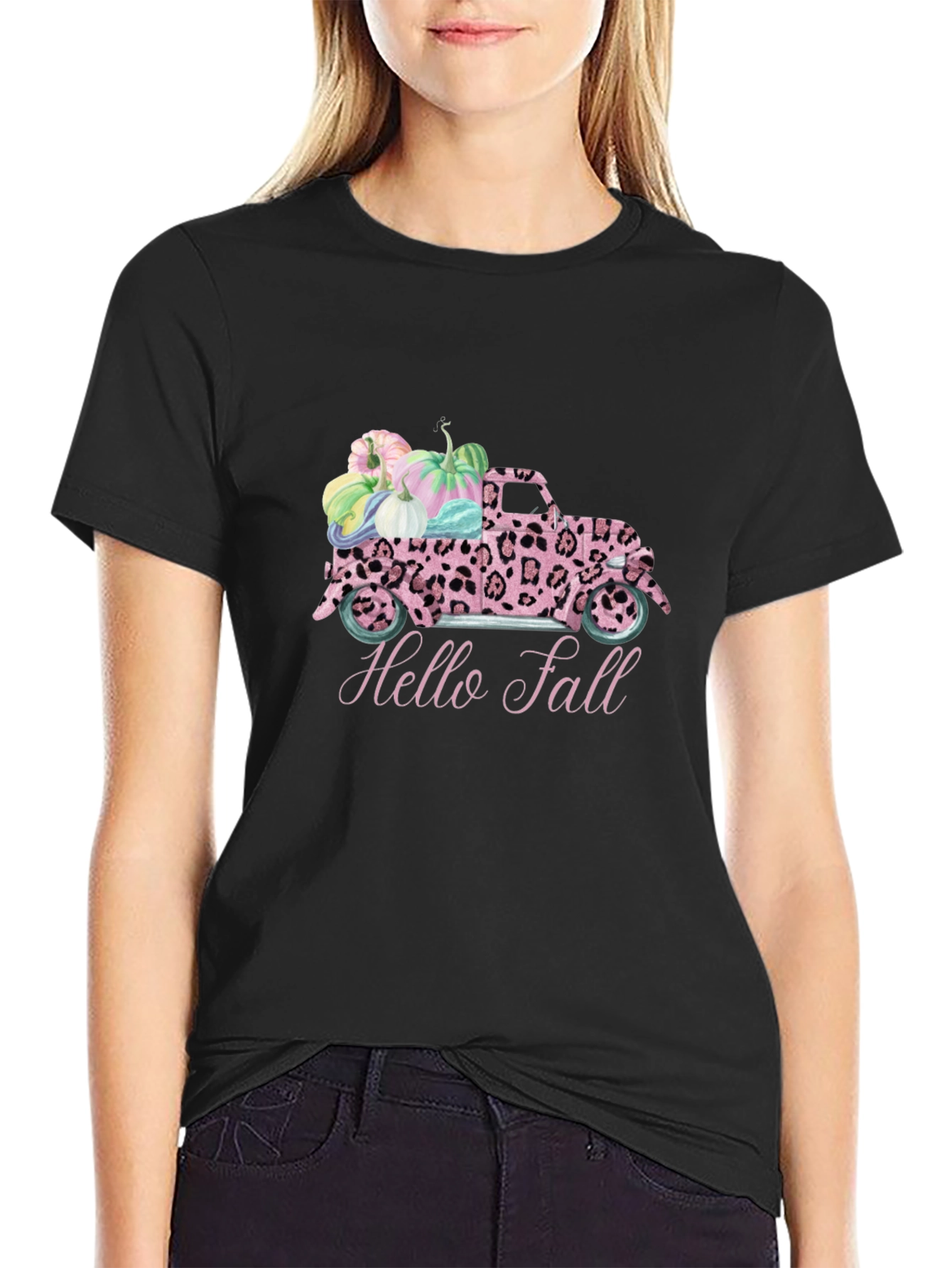 Hello Fall Leopard Truck T-Shirt